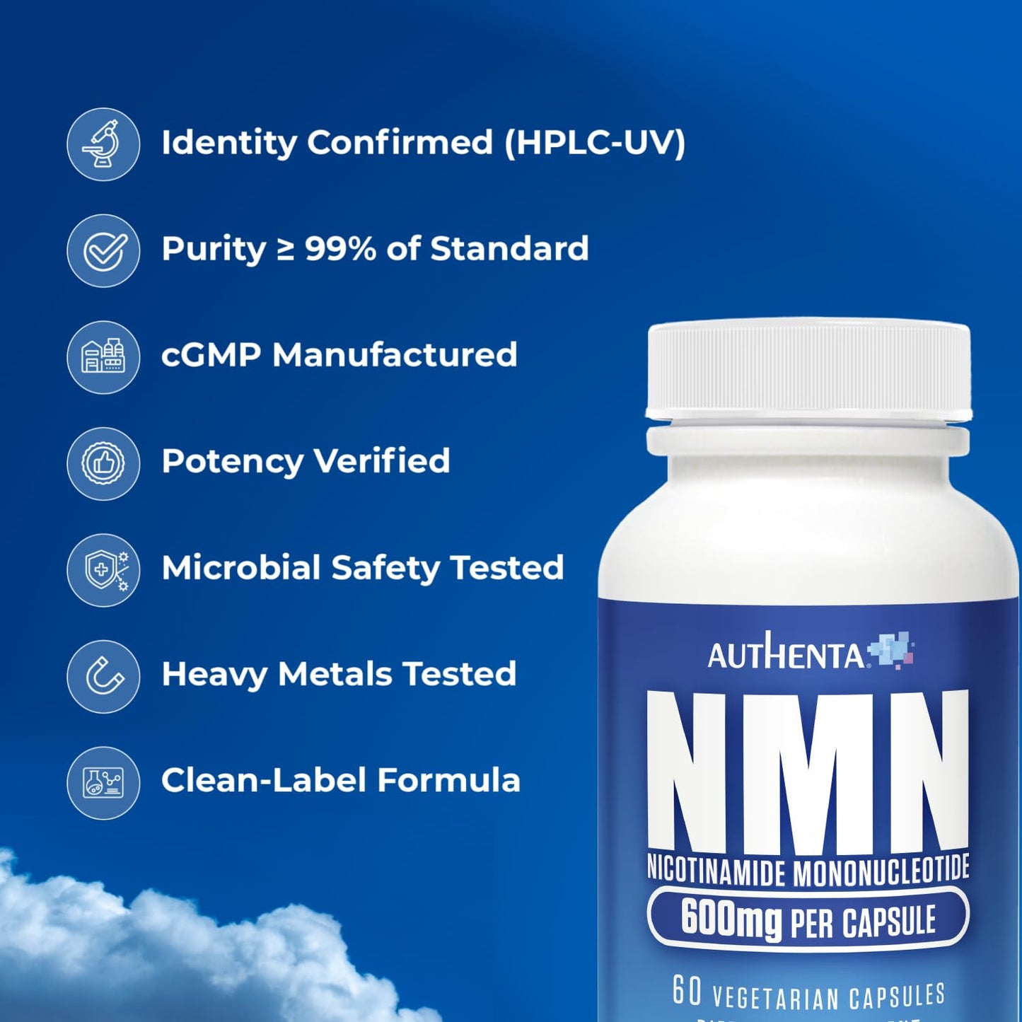 AUTHENTA NMN Supplement 600 mg 60 Capsules