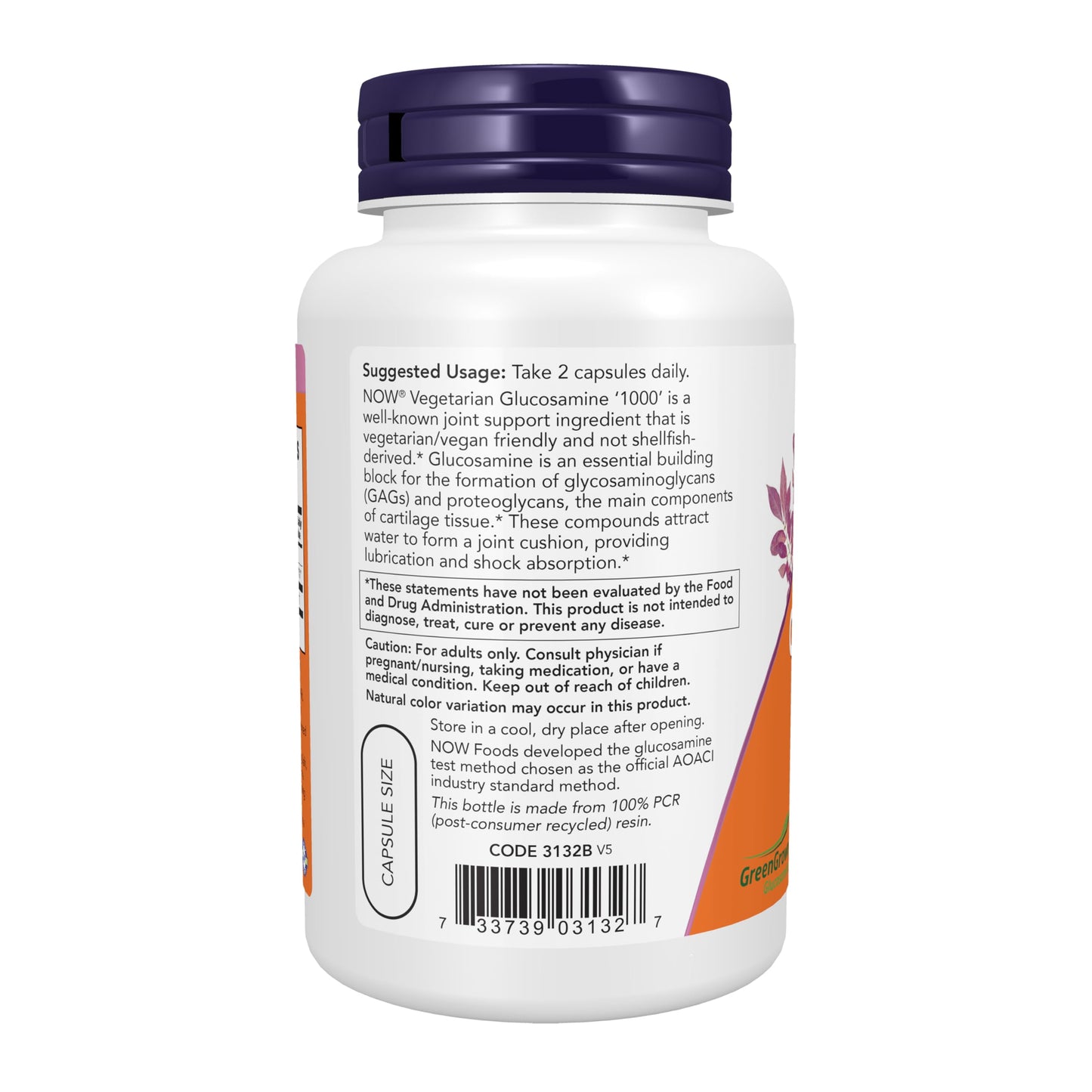 NOW Foods Glucosamine 1000 GreenGrown Capsules, 90 Count