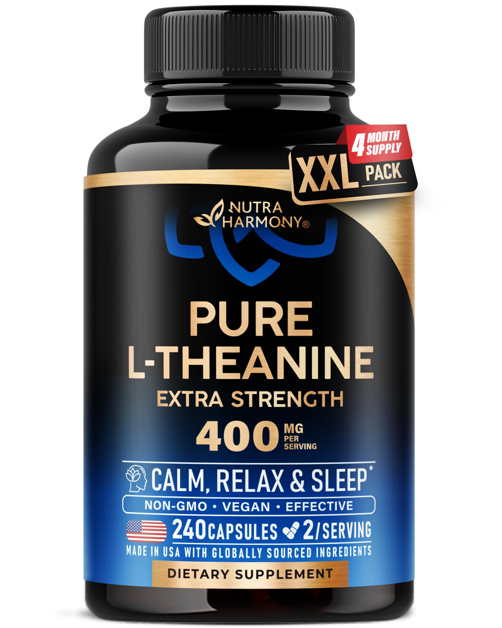 NutraHarmony L-Theanine 400 mg Capsule, 240 Capsules