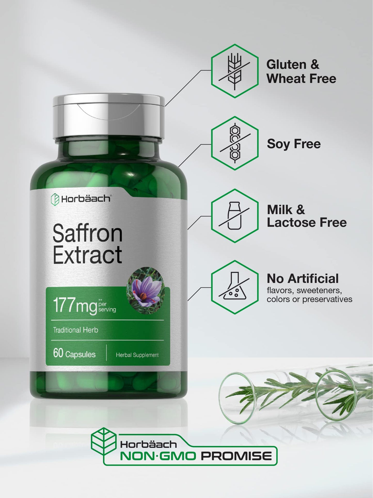 Horbäach Saffron Extract, 60 Capsules
