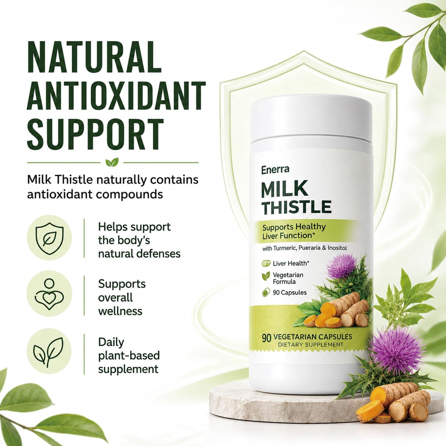 Organtics Enerra Milk Thistle Capsule, 90 Count
