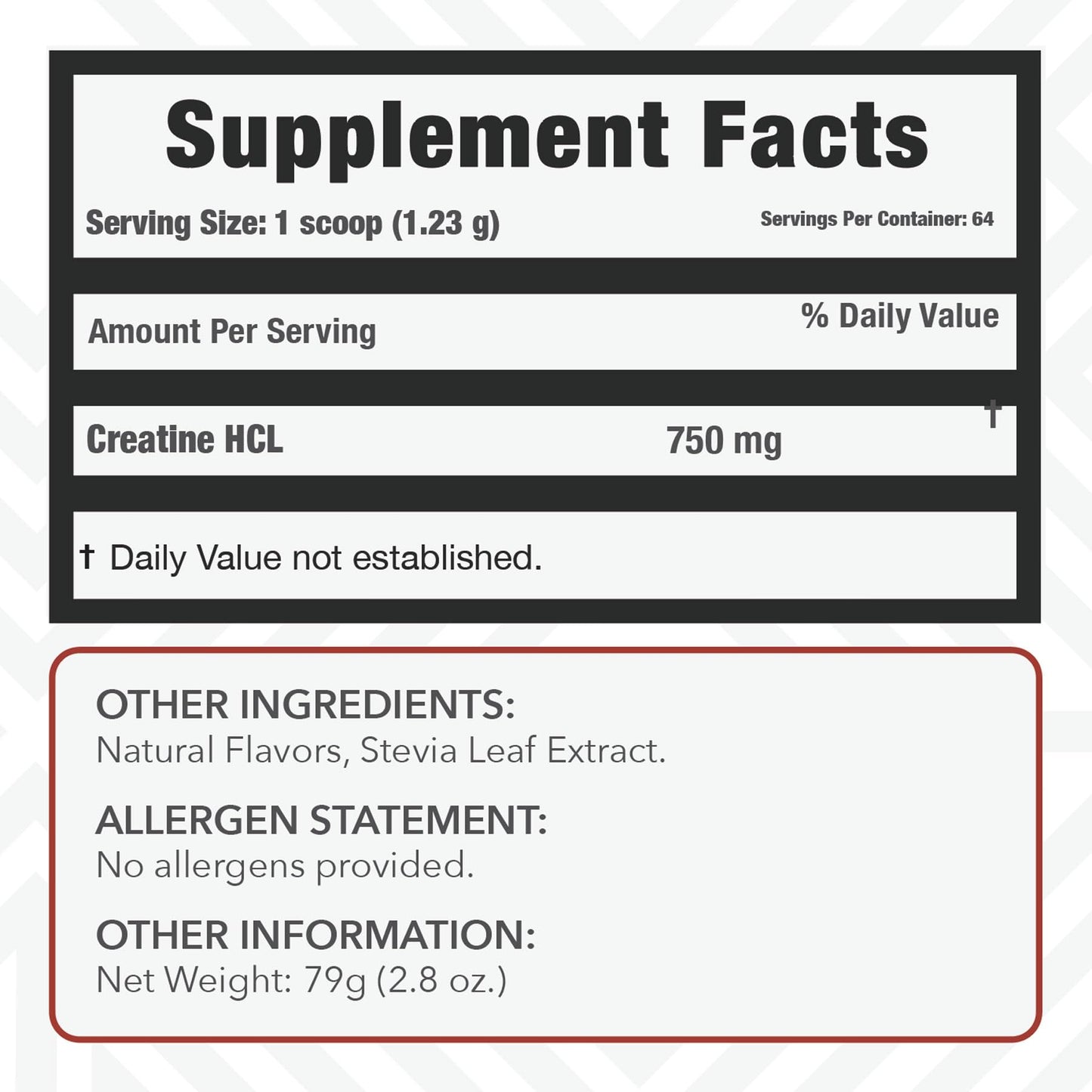 TRUE CODE core supplements Creatine HCL Powder 2.8 Ounce
