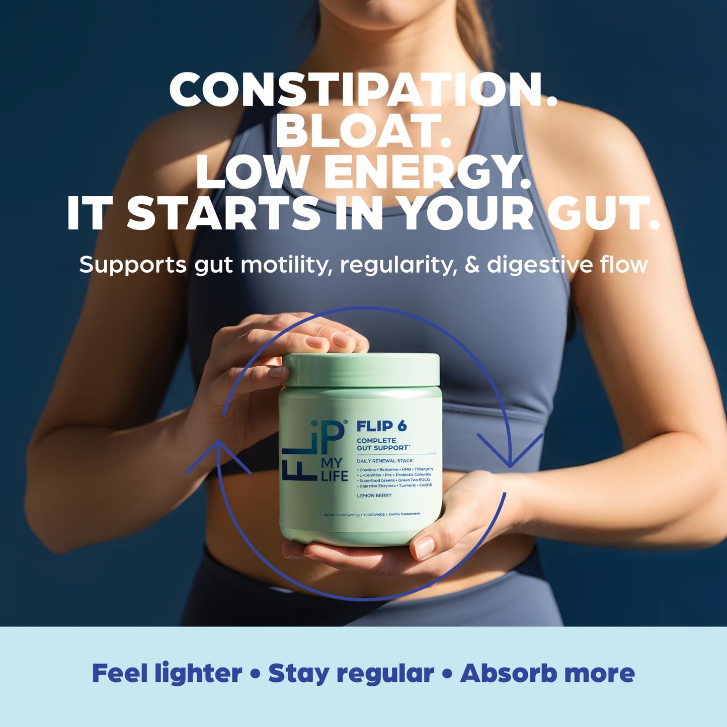 Flip My Life FLIP 6 Gut Health Powder – Complete Gut Support, 30 Servings