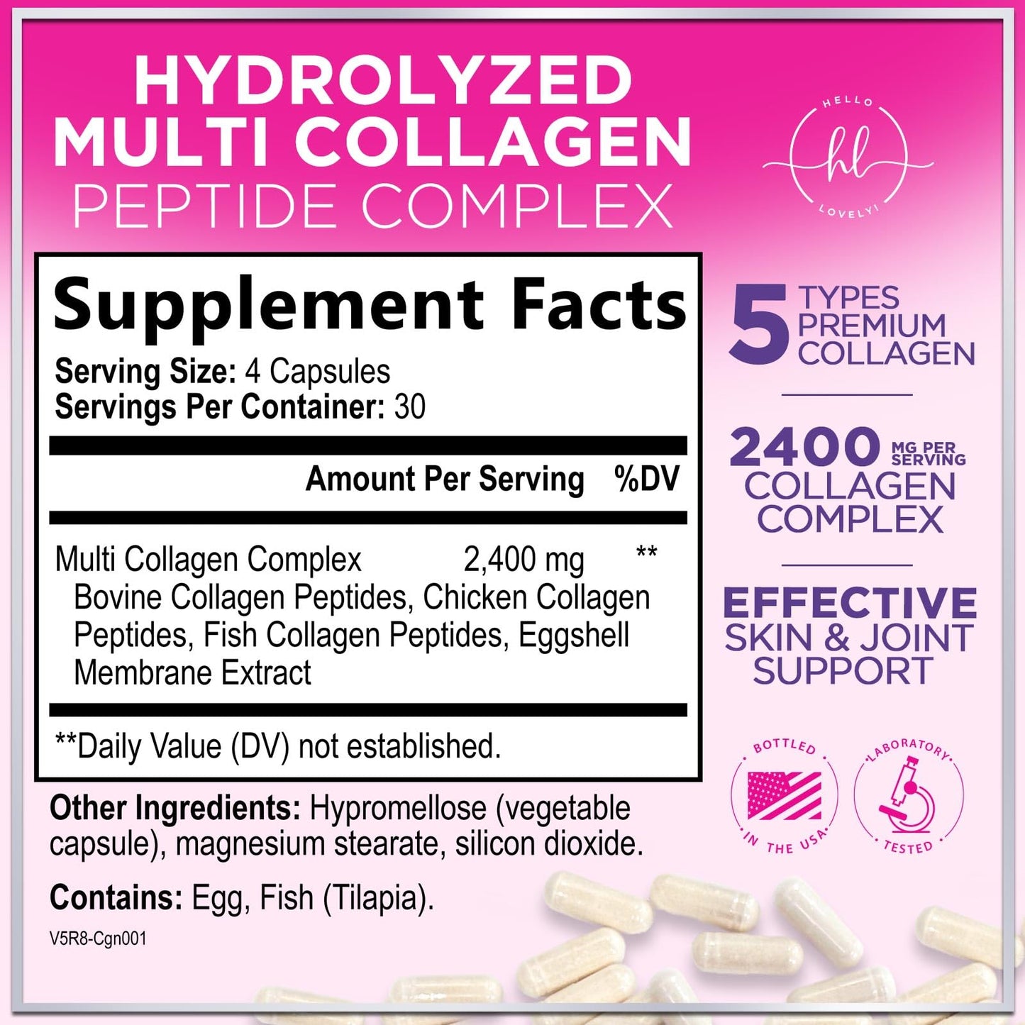 Hello Lovely! Multi Collagen Peptides Capsules, 120 Count