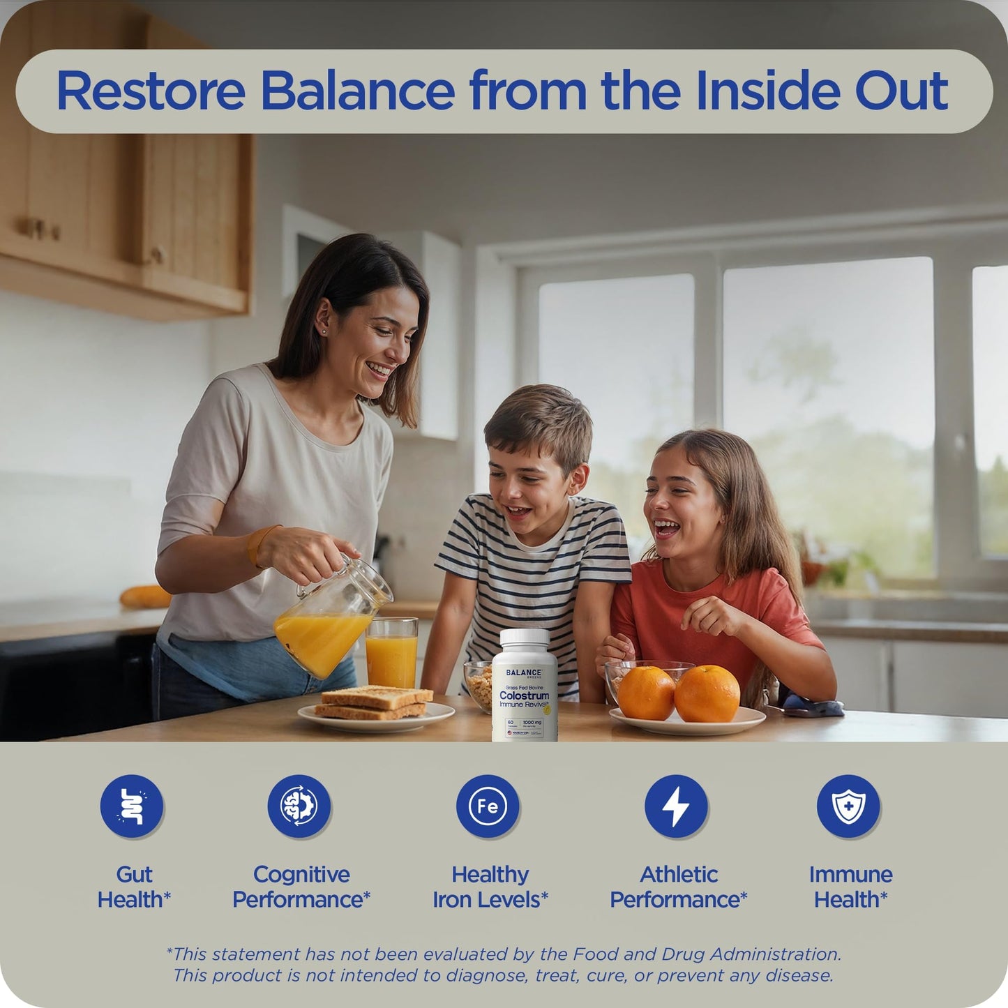 Balancebreens Colostrum 1000mg - 15% IgG Grass-Fed Bovine for Immune and Gut Health - First Milking Only - 240 Capsules