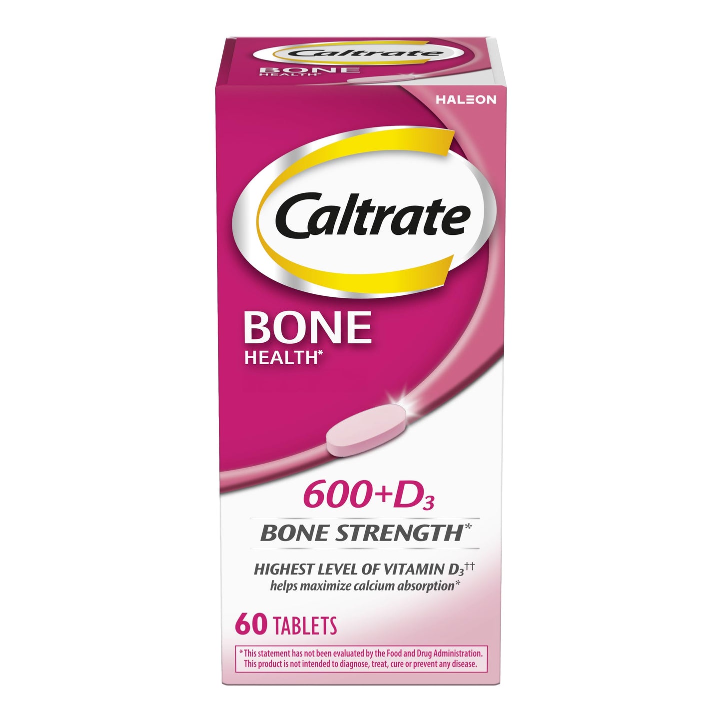 Caltrate 600 Plus D3 Calcium and Vitamin D Supplement Tablets, 60 Count