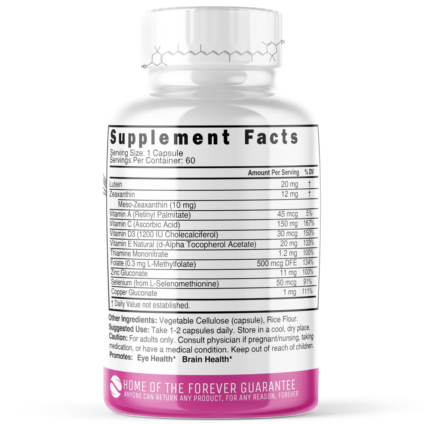 Nature's Fusions Nutri Lutein 20mg Eye Vitamins Complex Capsules 60 Count