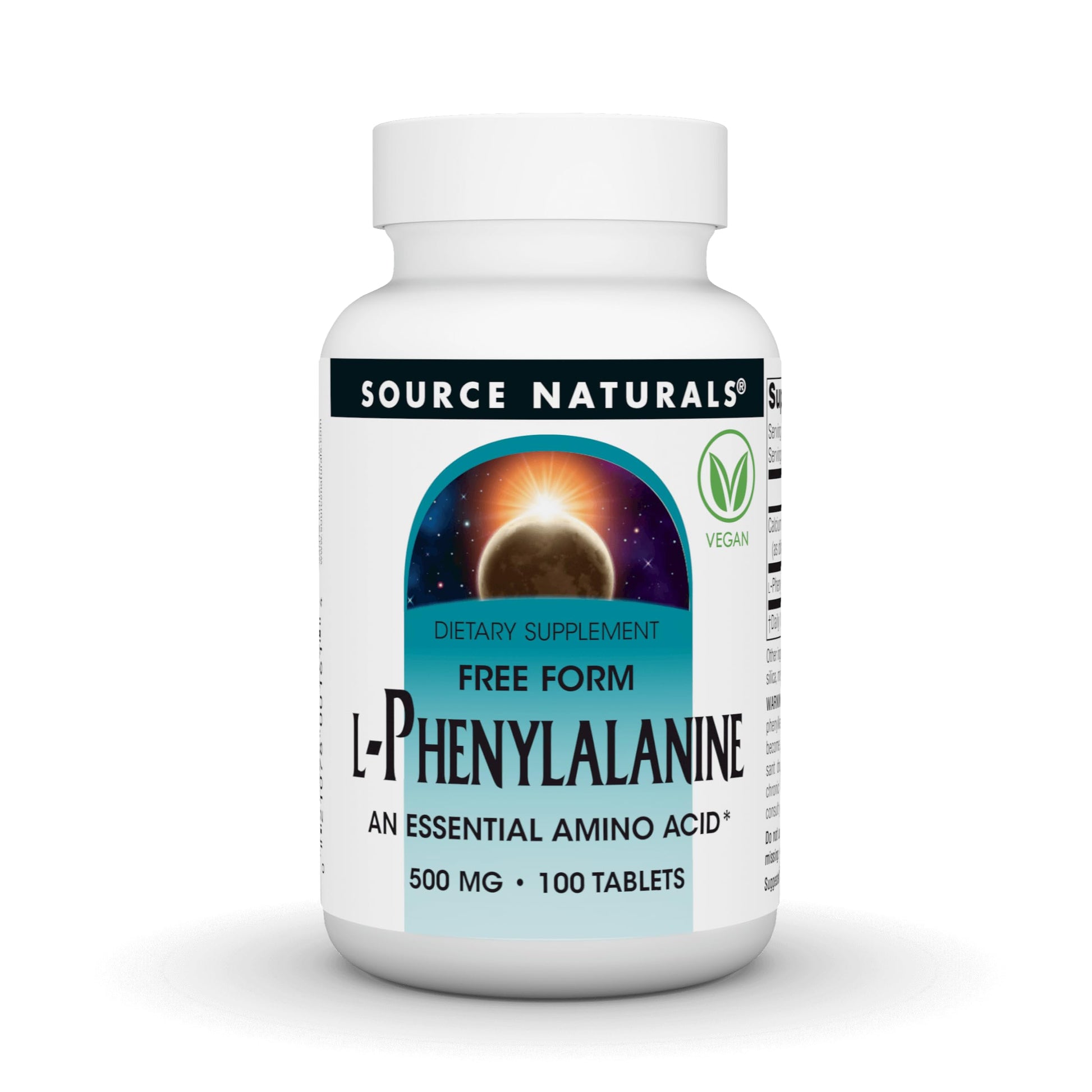 Source Naturals Free Form L-Phenylalanine 500 mg Tablets, 100 Count