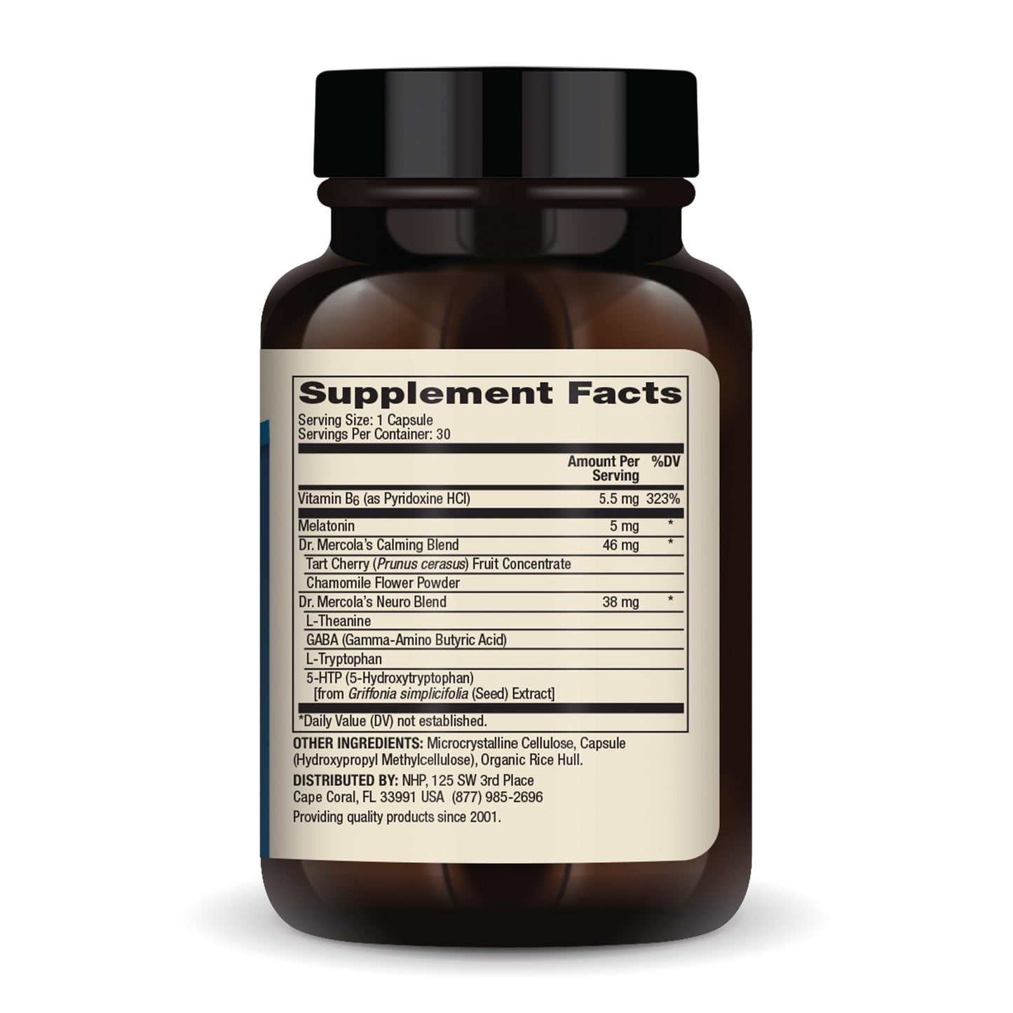 Dr. Mercola Sleep Support with Melatonin - Supports Restful Sleep & Relaxation - Melatonin with L-Theanine, 5-HTP, GABA & Chamomile Capsules, 30