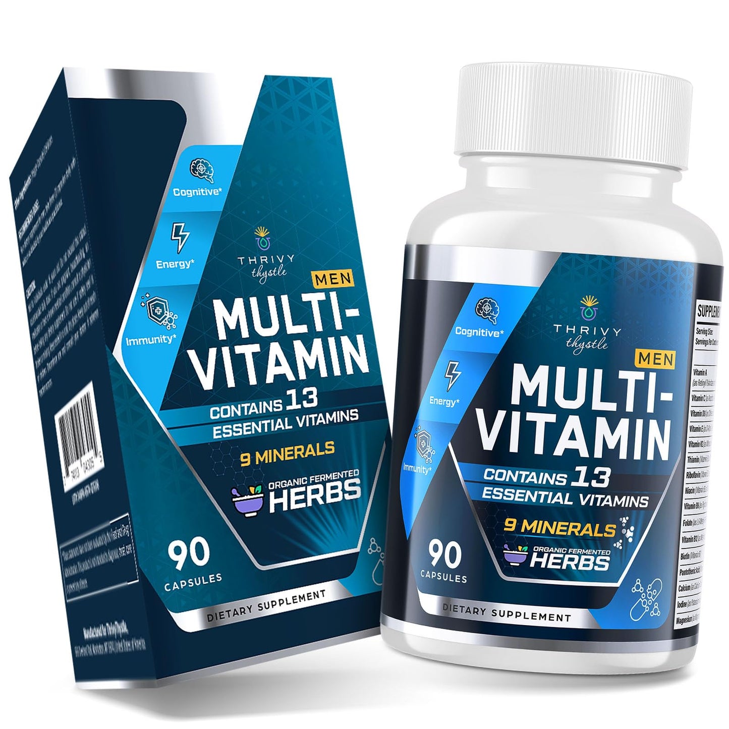 ThrivyThystle Multivitamin for Men 50+ with Methylated B12 & Folate, 90 Capsules
