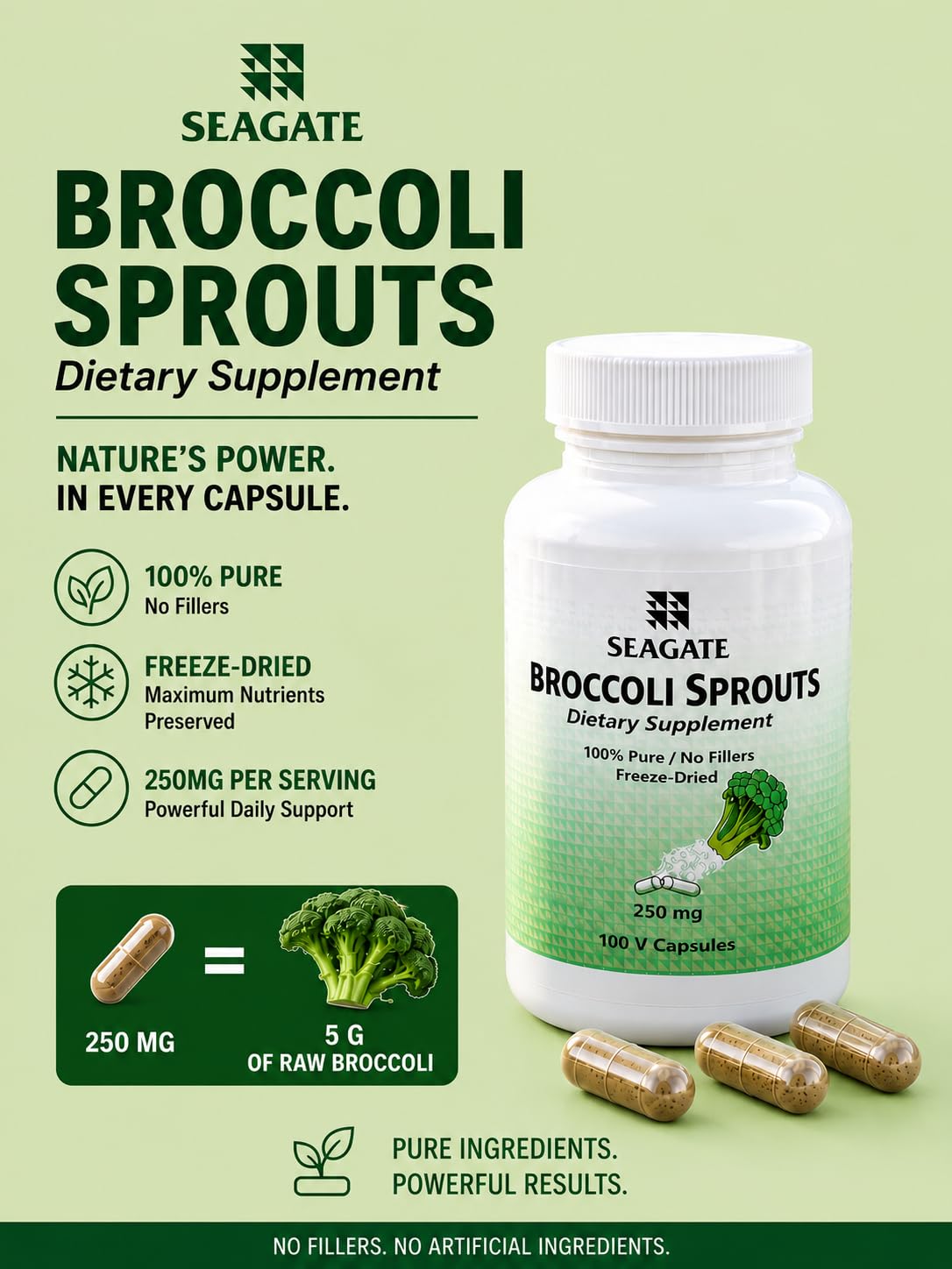 Seagate Broccoli Sprouts 250 mg 100 Capsules