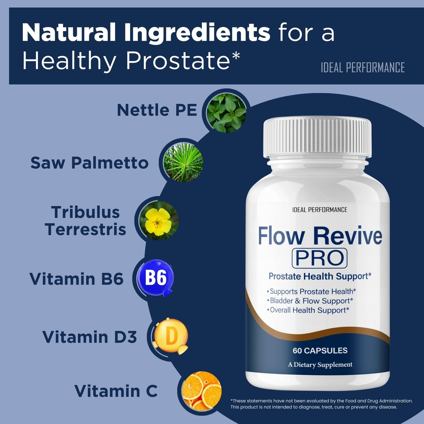 Ideal Performance Flow Revive Prostate Supplement Capsules, 60 Capsules
