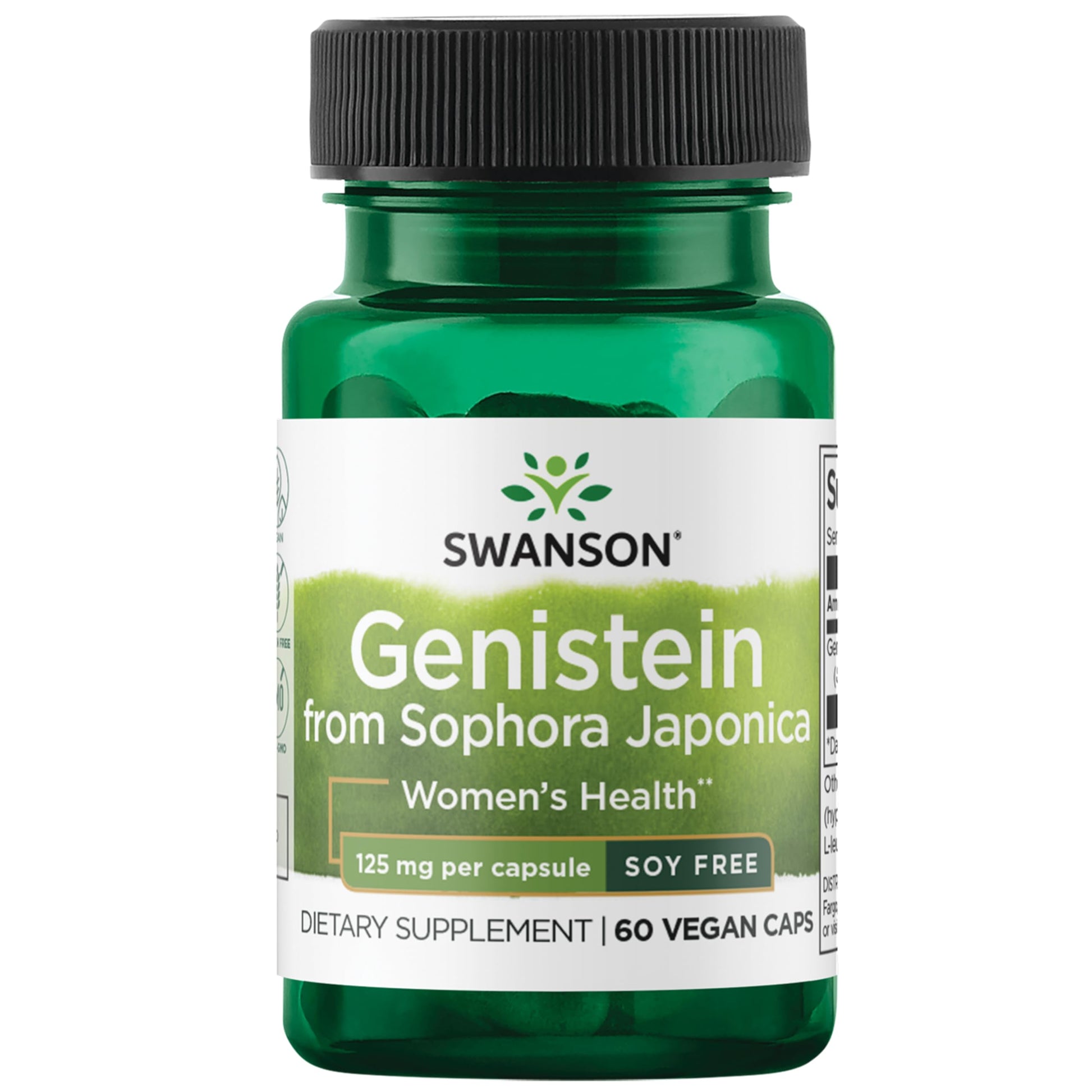 Swanson Soy-Free Genistein Plant-Based Supplement for Women Seeking Hormonal Balance, Bone, and Cardiovascular Support - 125 mg Capsules, 60 Count