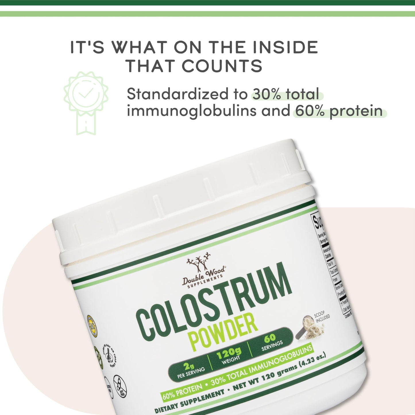 Double Wood Supplements Bovine Colostrum Powder 4.23 Ounce