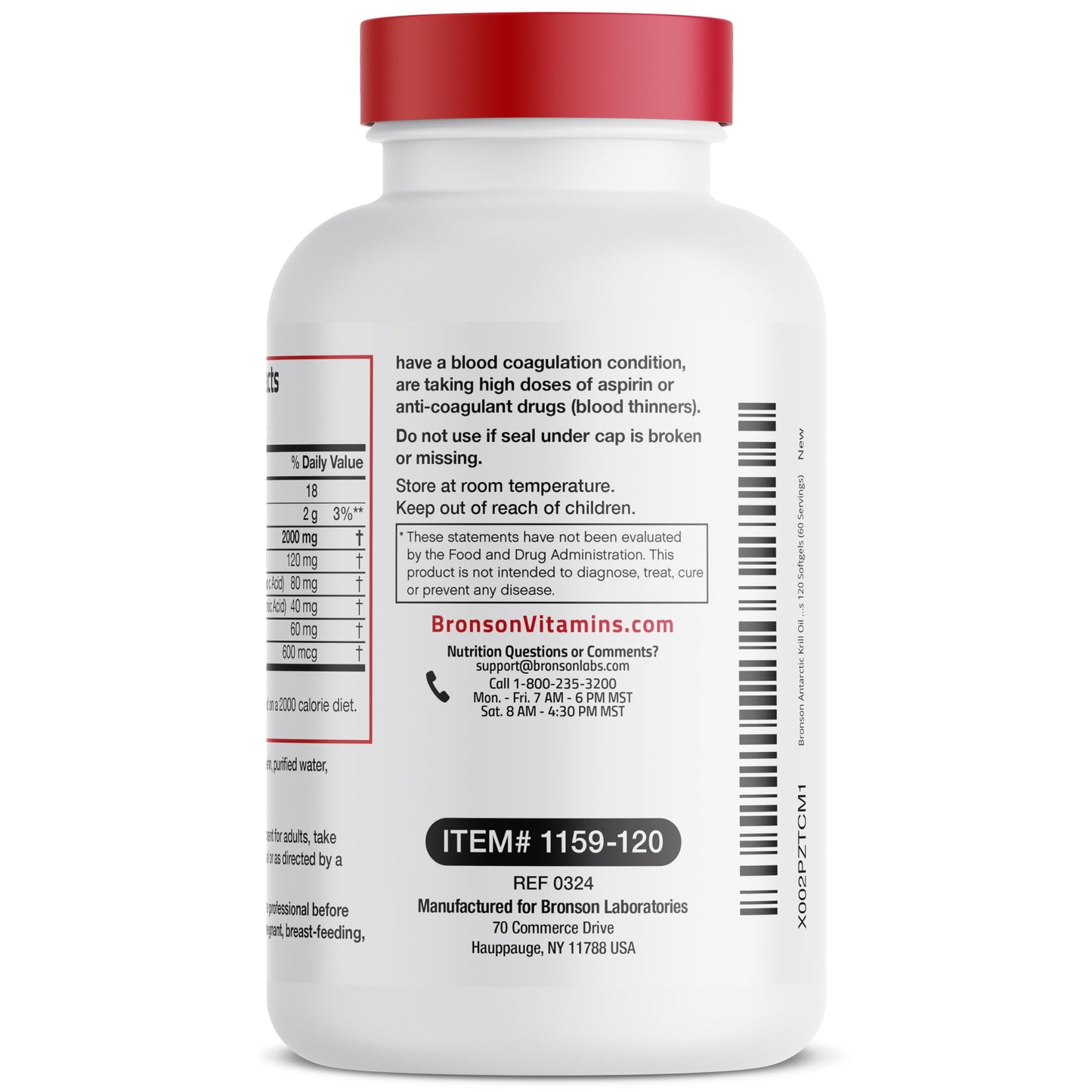 Bronson Antarctic Krill Oil 2000mg with Omega-3s EPA, DHA, Astaxanthin and Phospholipids Softgels 120