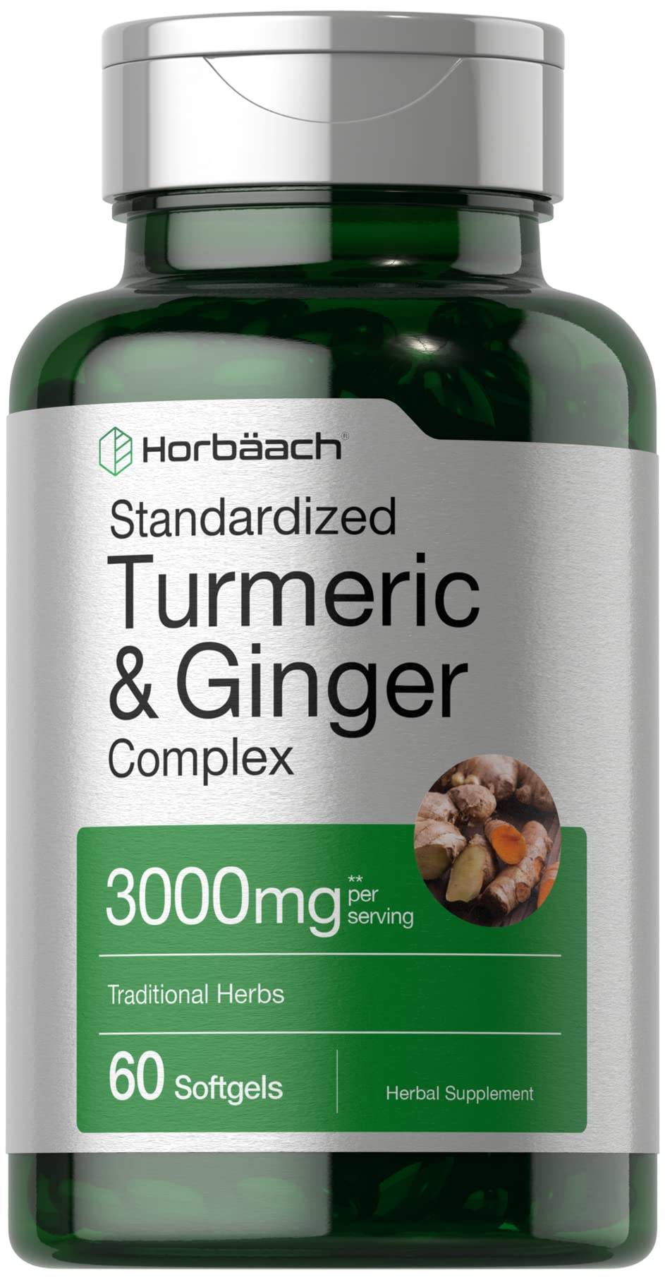 Horbäach Turmeric and Ginger Supplement Softgel Capsules, 60 Count