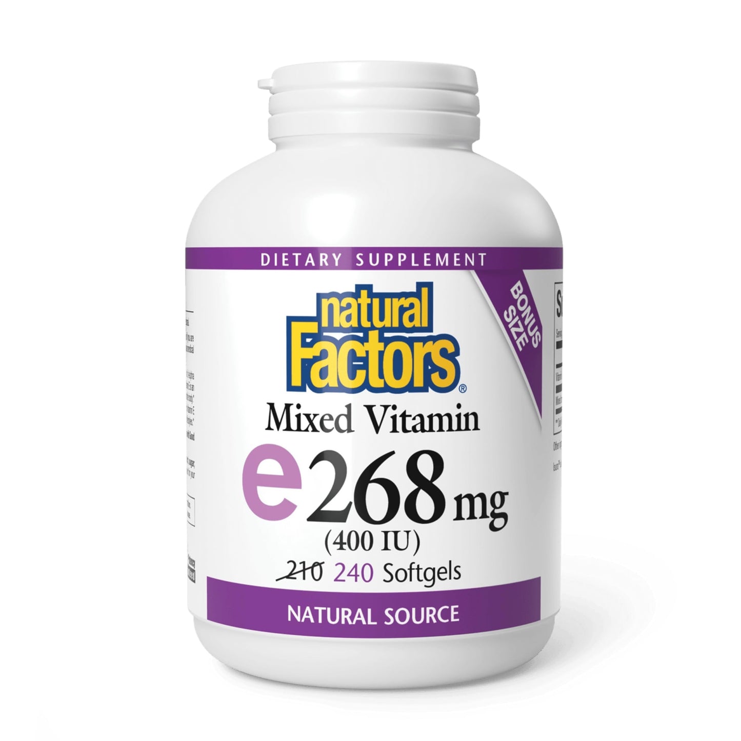Natural Factors Mixed Vitamin E 400 IU Softgels, 240 Count