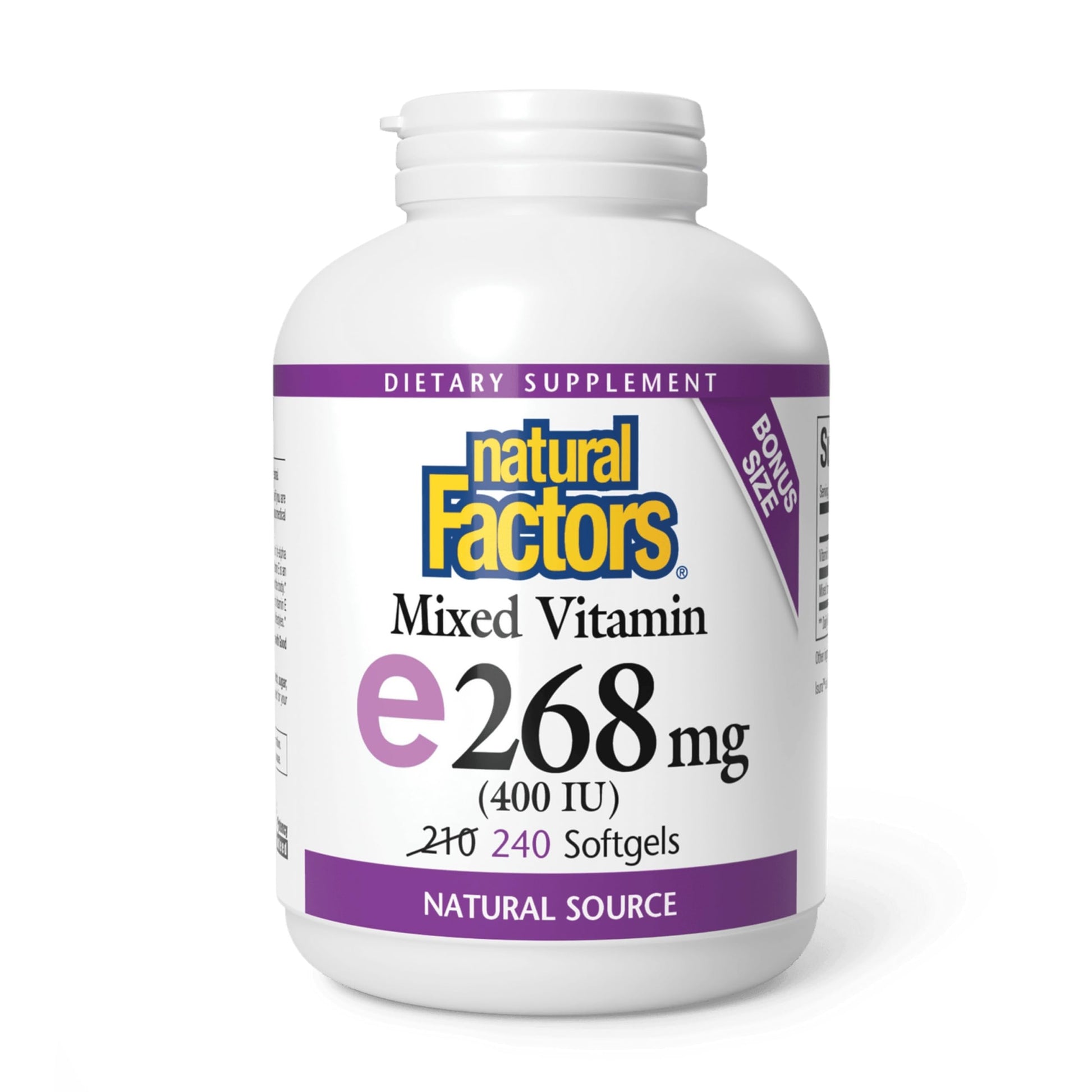 Natural Factors Mixed Vitamin E 400 IU Softgels, 240 Count