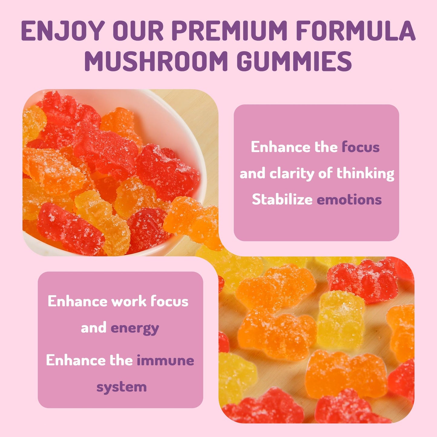 KAACHLI Ashwagandha and Mushroom Gummies 500mg, 80 Count
