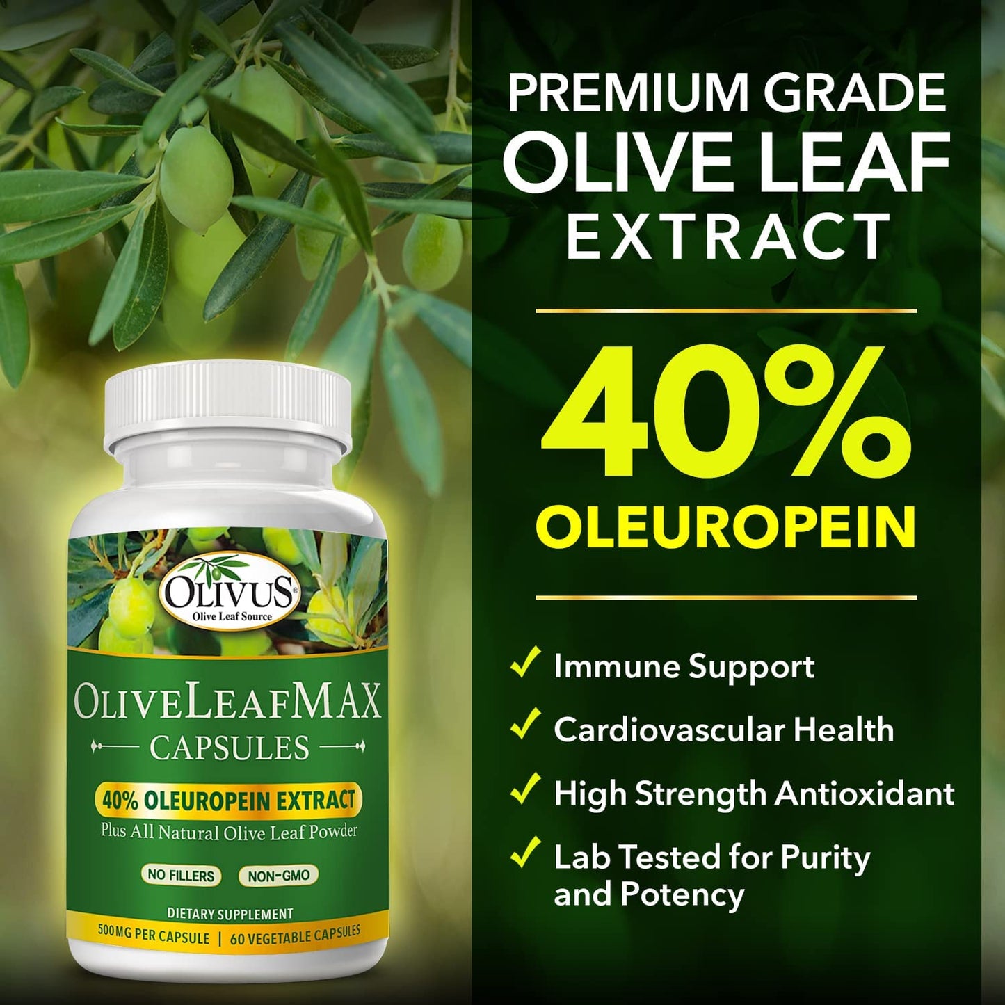 Olivus OliveLeafMAX Olive Leaf Extract Capsules 60 Count