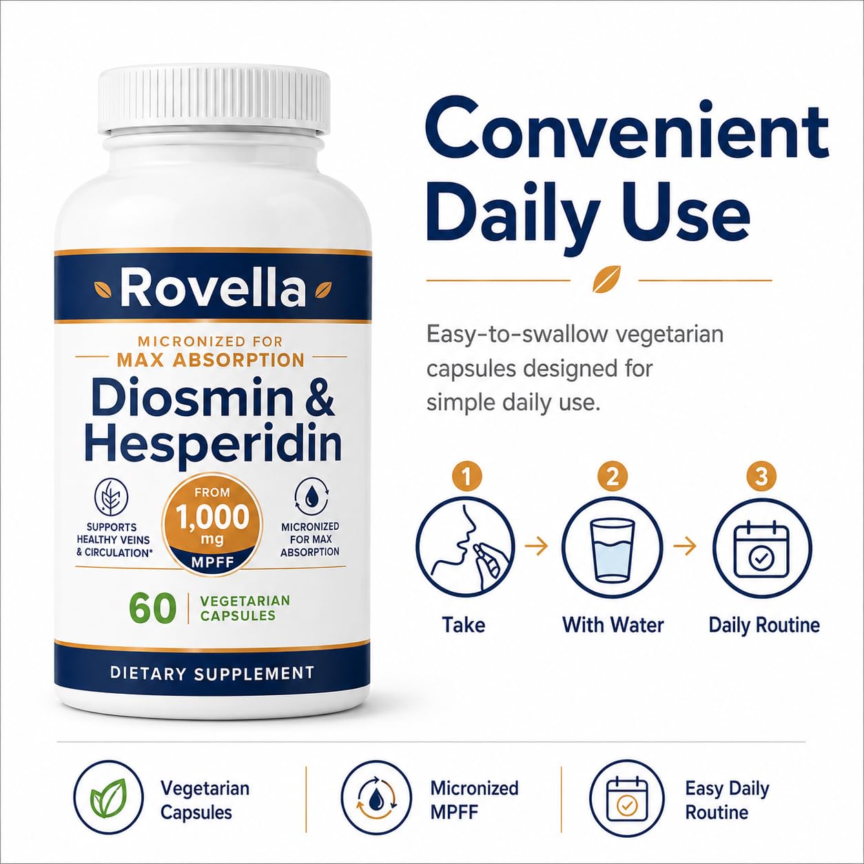 Rovella Diosmin & Hesperidin Capsules, 60 Count