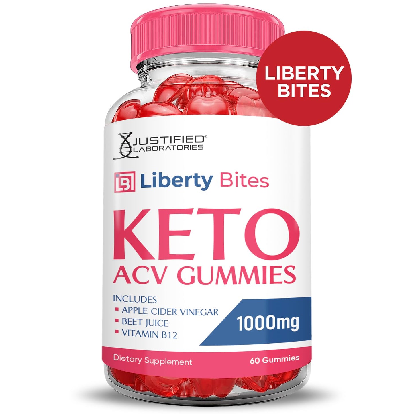 Justified Laboratories Liberty Bites Keto ACV Gummies Advanced Formula 1000mg, 180 Gummies