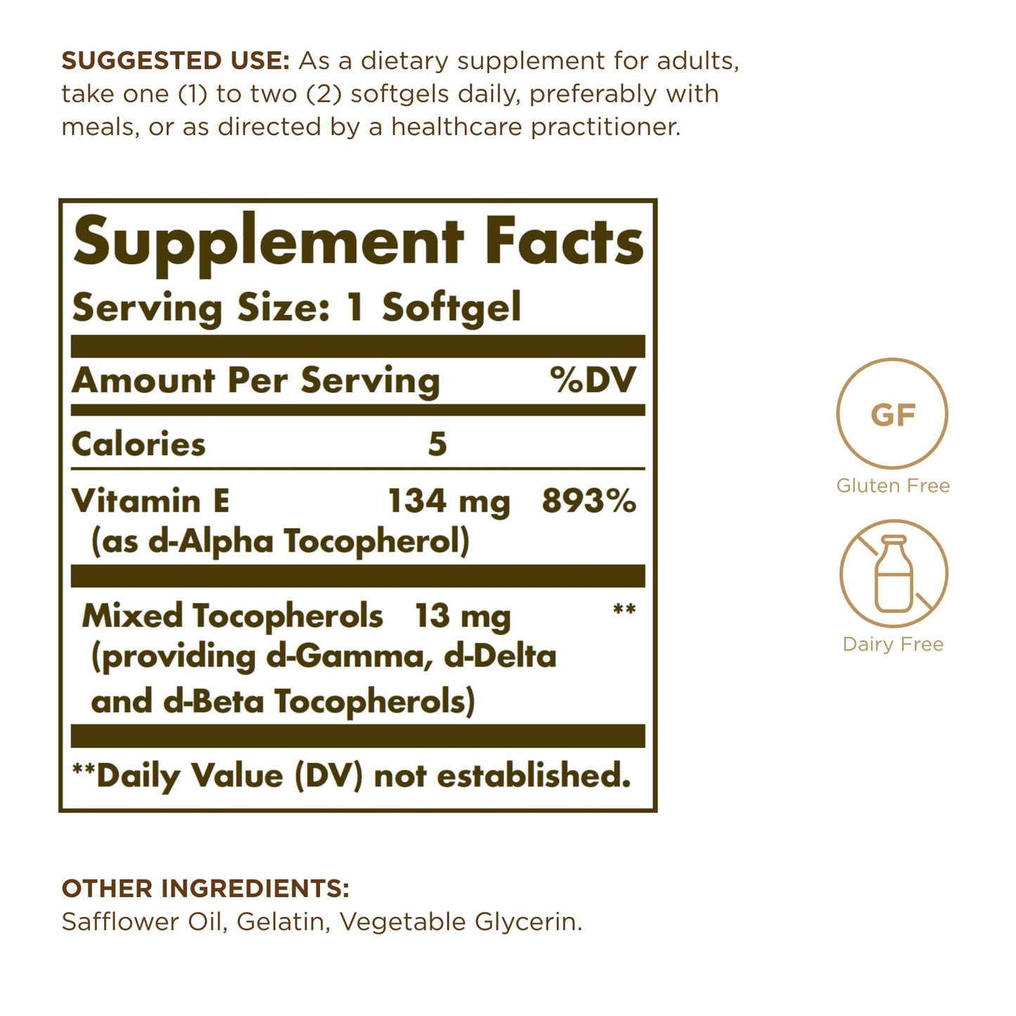 Solgar Vitamin E 200 IU Softgels, 100 Count