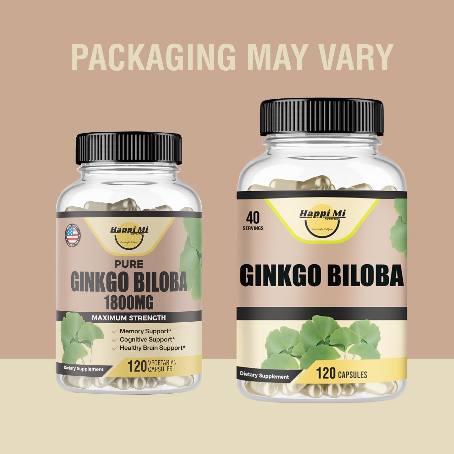 Happi Mi Nutrition Ginkgo Biloba Organic 1800mg Capsules, 120 Count