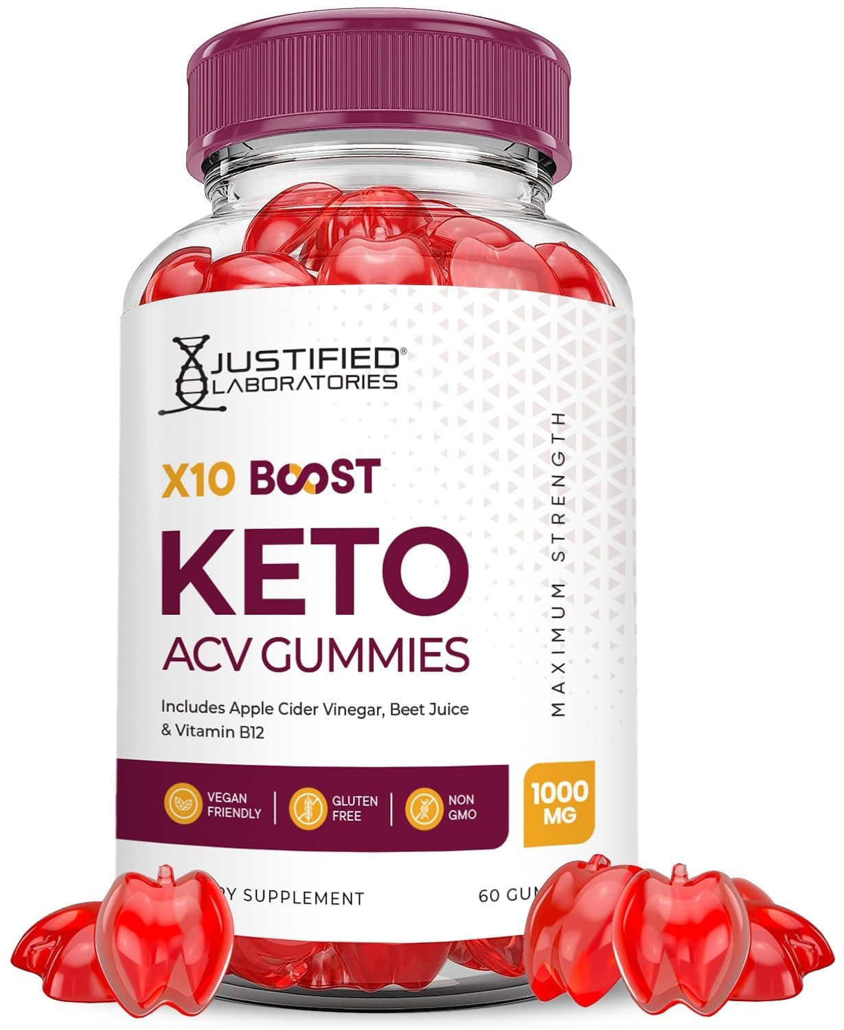 Justified Laboratories X10 Boost Keto ACV Gummy 60 Count
