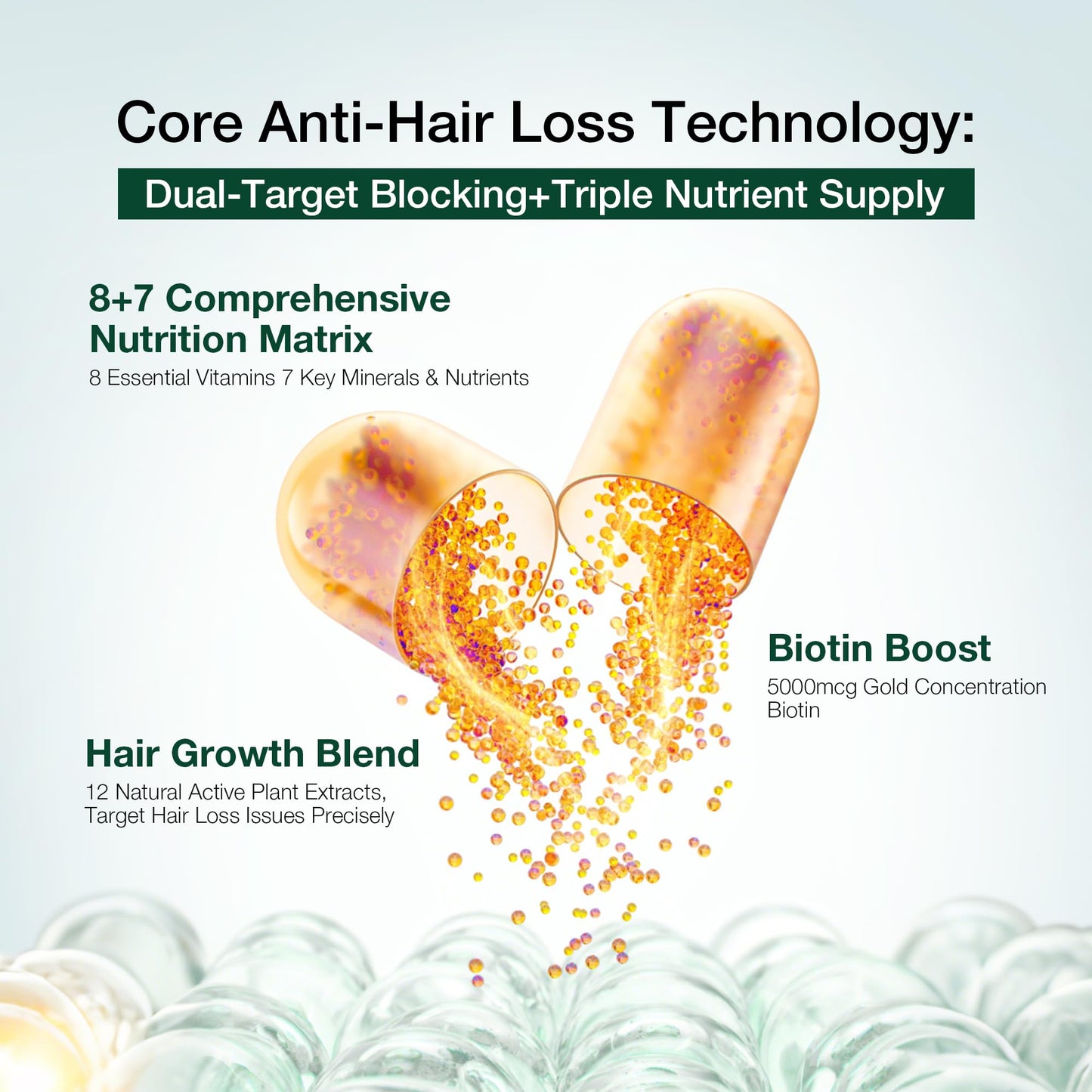 Hair Labs Biotin Boost 5000mcg Hair Growth Vitamins for Women with Saw Palmetto, Keratin & 8 Vitamins DHT Support Formula, Capsules, 60 Count