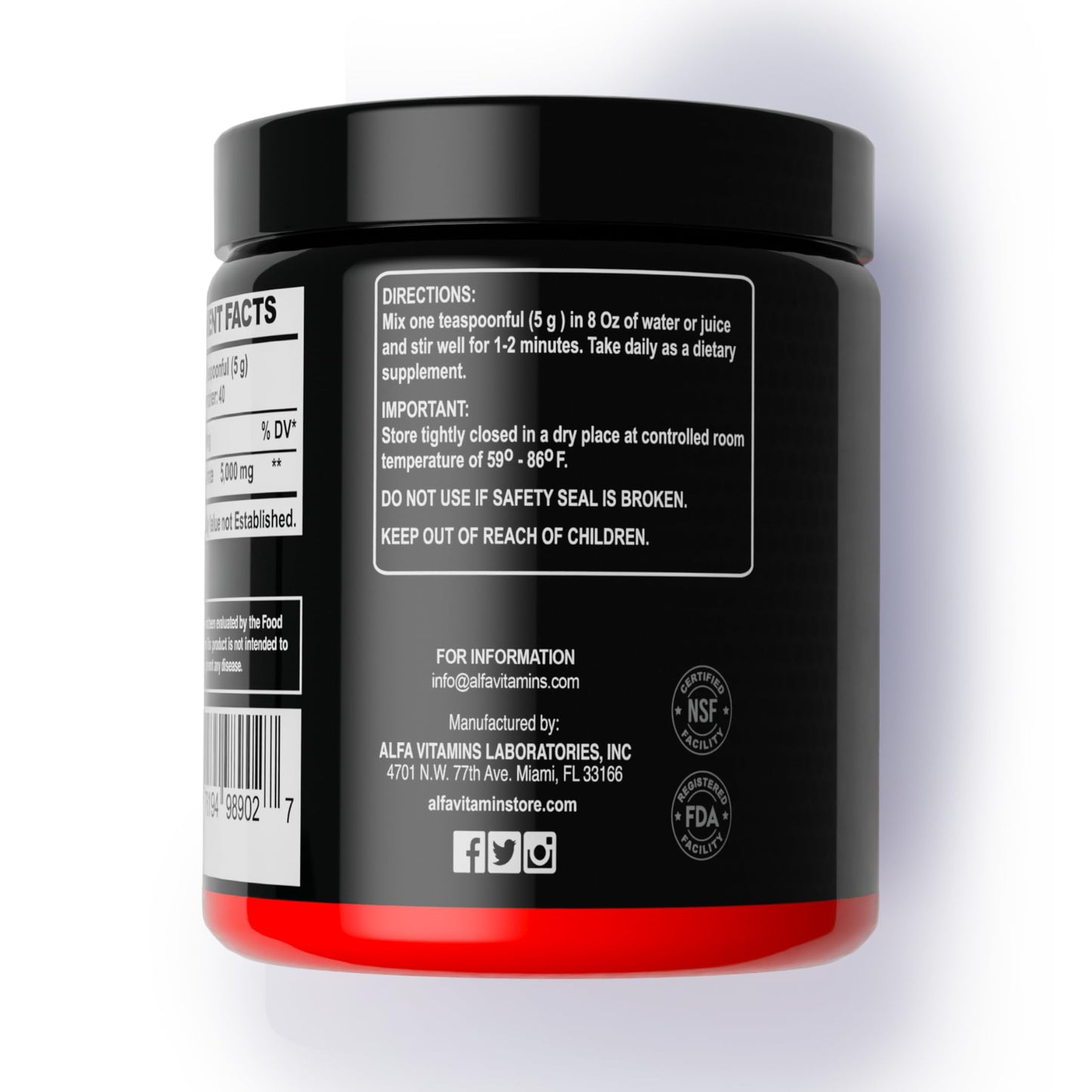 ALFA VITAMINS Alfa Sports Creatine Powder Formula 7.05 Ounce