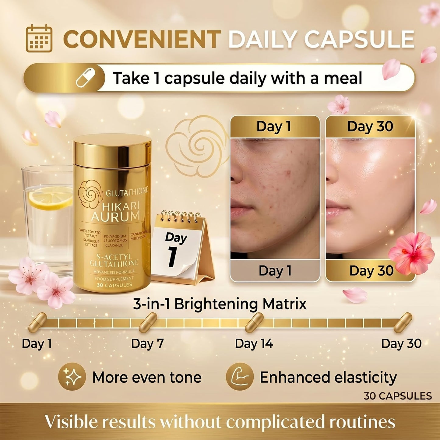 Hikari Aurum Glutathione Capsule, 30 Capsules