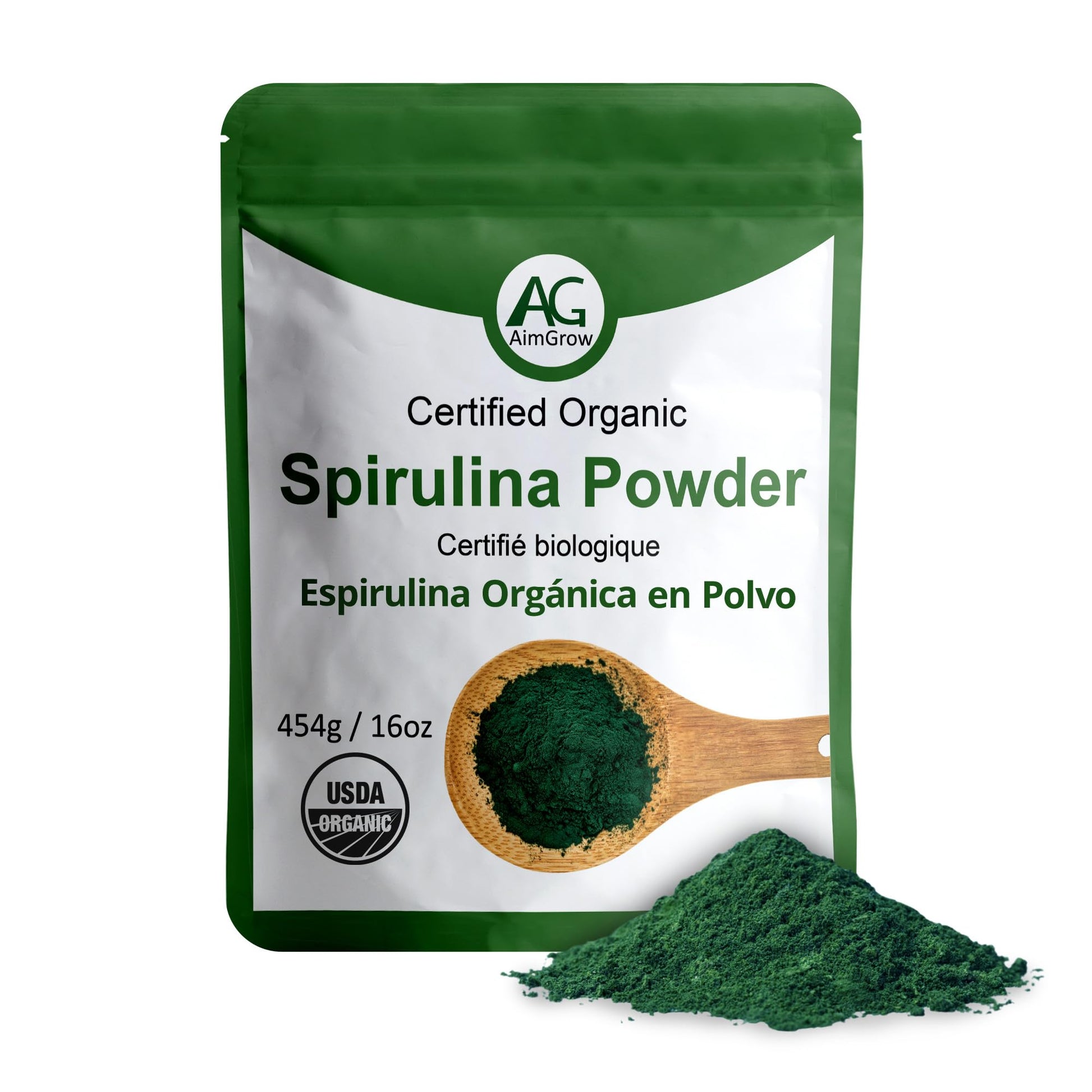 Aimgrow Organic Spirulina Powder 16.01 oz
