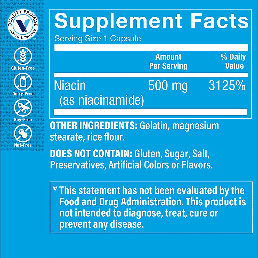 The Vitamin Shoppe Niacinamide 500mg Capsule, 100 Capsules