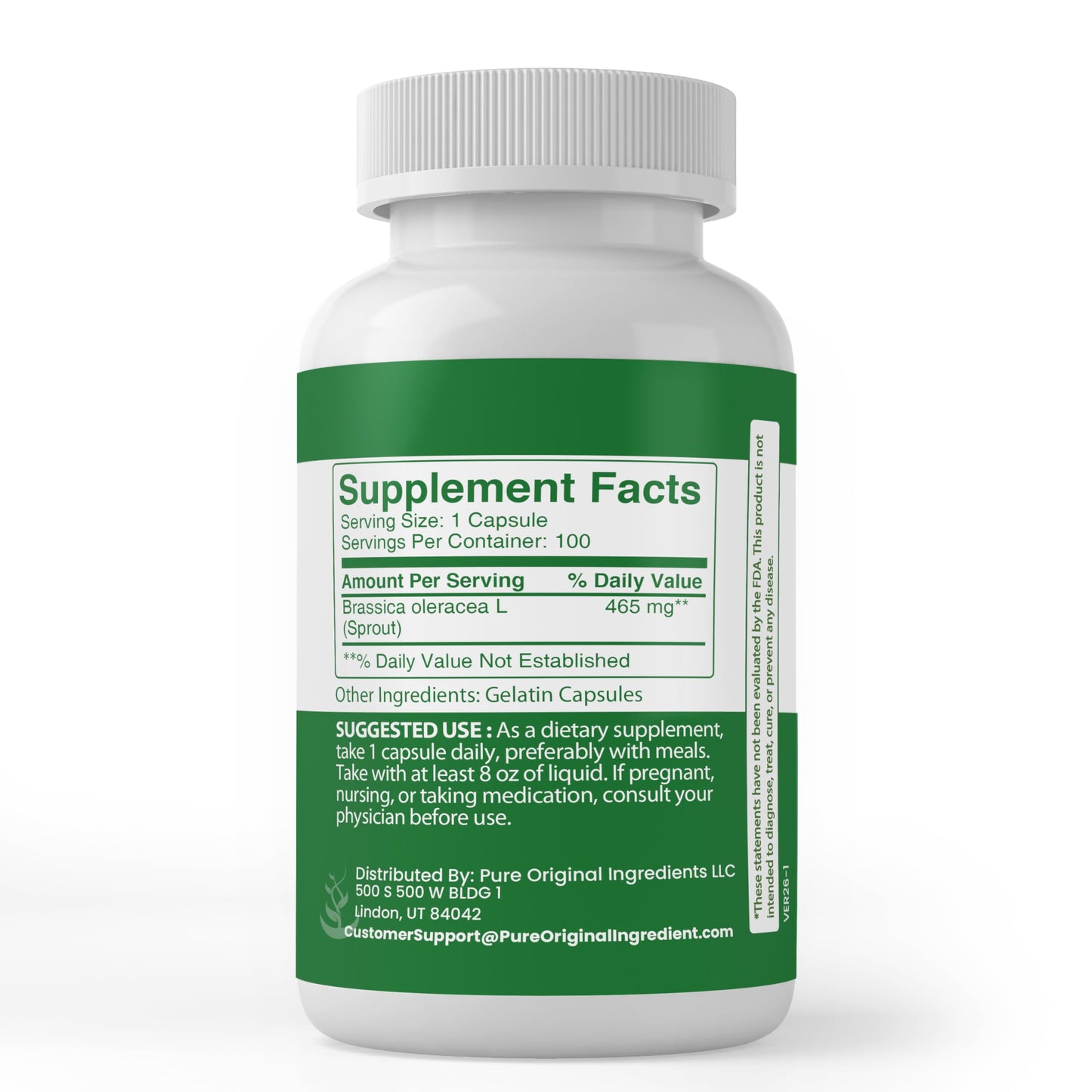 PURE ORIGINAL INGREDIENTS Broccoli Extract Capsules, 100 Capsules