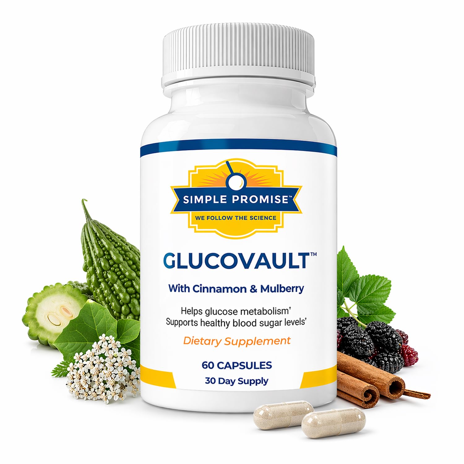 Simple Promise GlucoVault Metabolic Wellness Capsules for Daily Balance - Bitter Melon, 60 Capsules