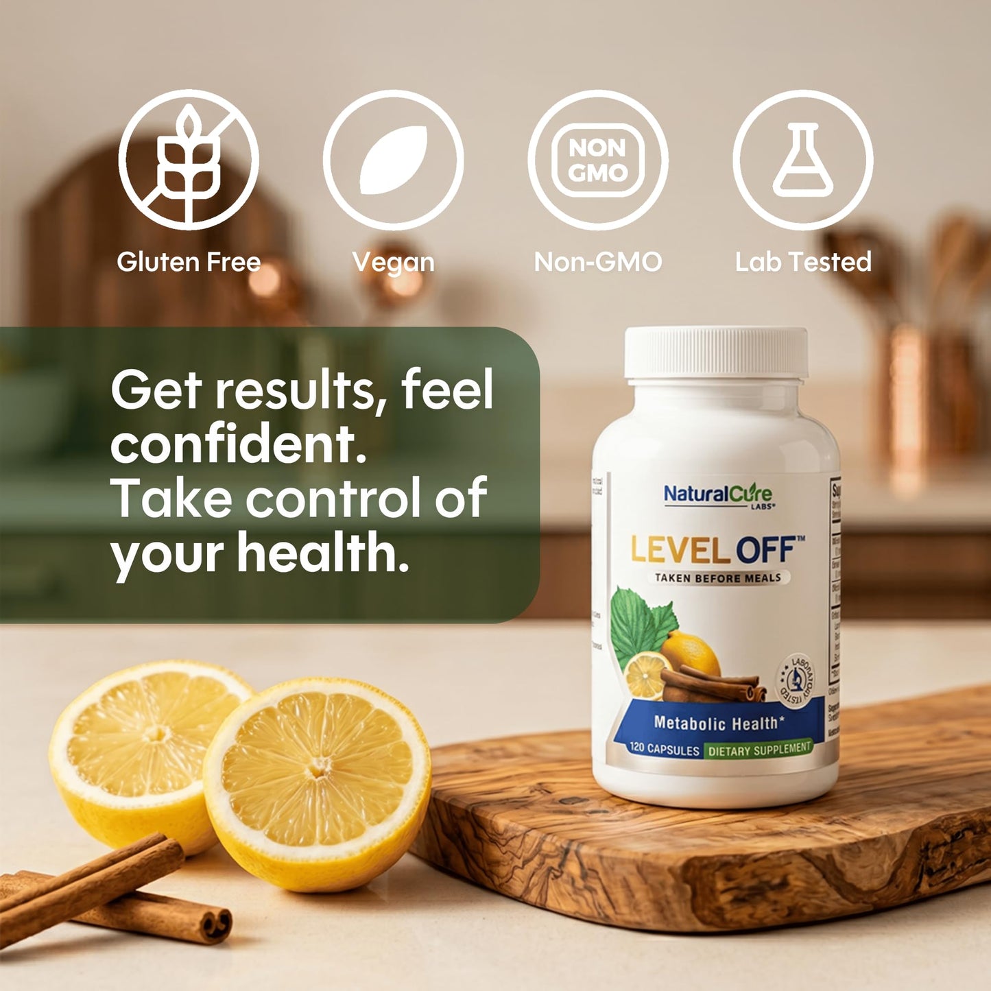 Natural Cure Labs Level Off Glucose Support Supplement Capsules 120 Count