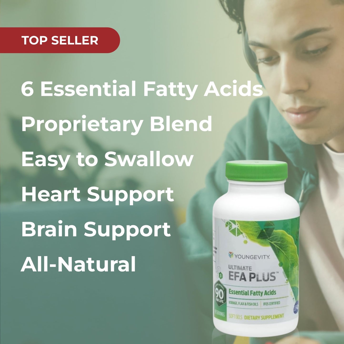 Youngevity Ultimate EFA Plus Essential Fatty Acids Capsules, 90 Count