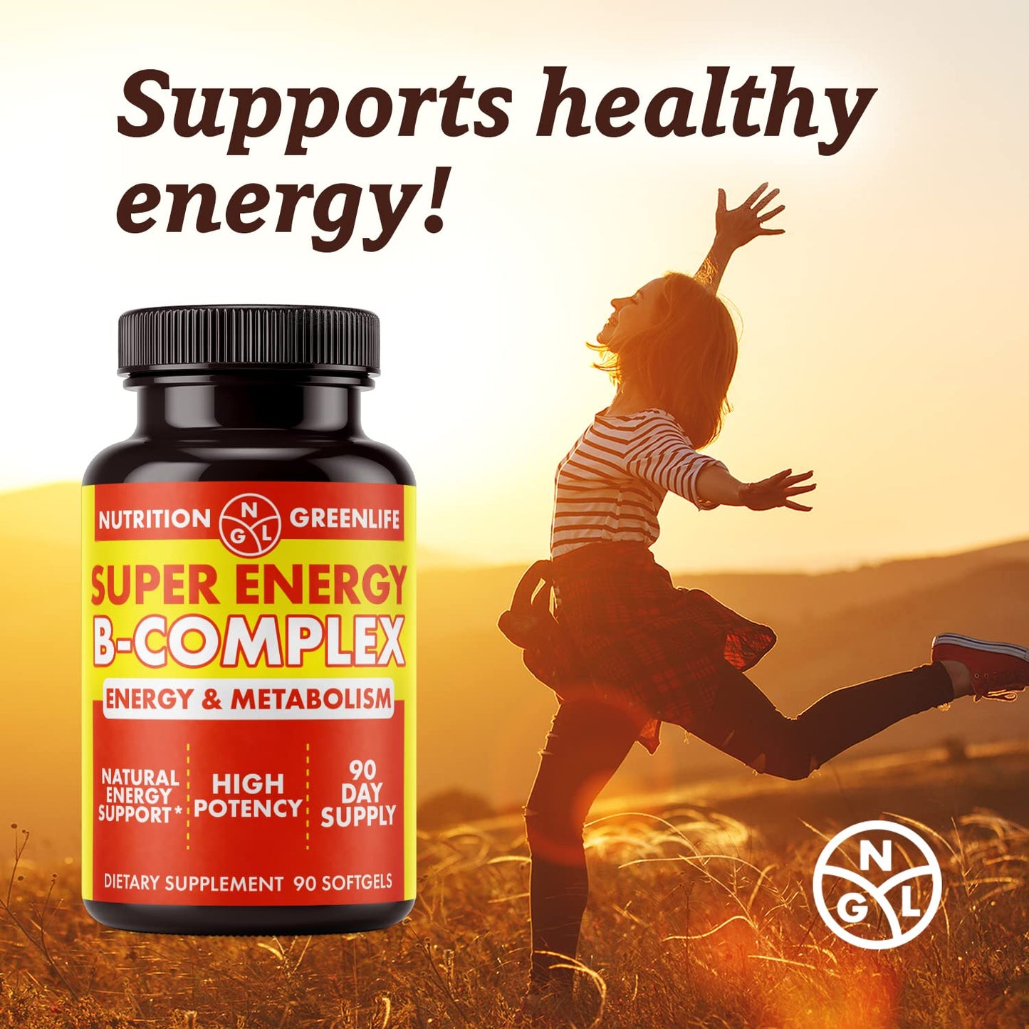 NGL Super Energy Vitamin B Complex Bioactive Cold Fill Soft Gels 90 Count