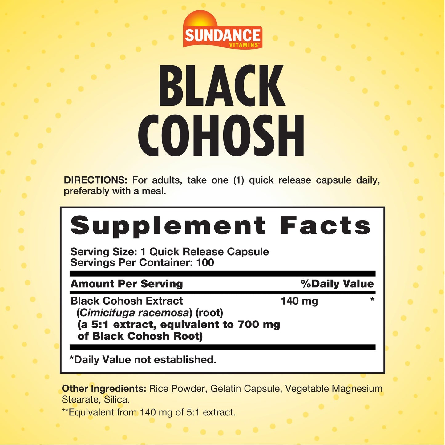 Sundance Black Cohosh Capsules 100 Count