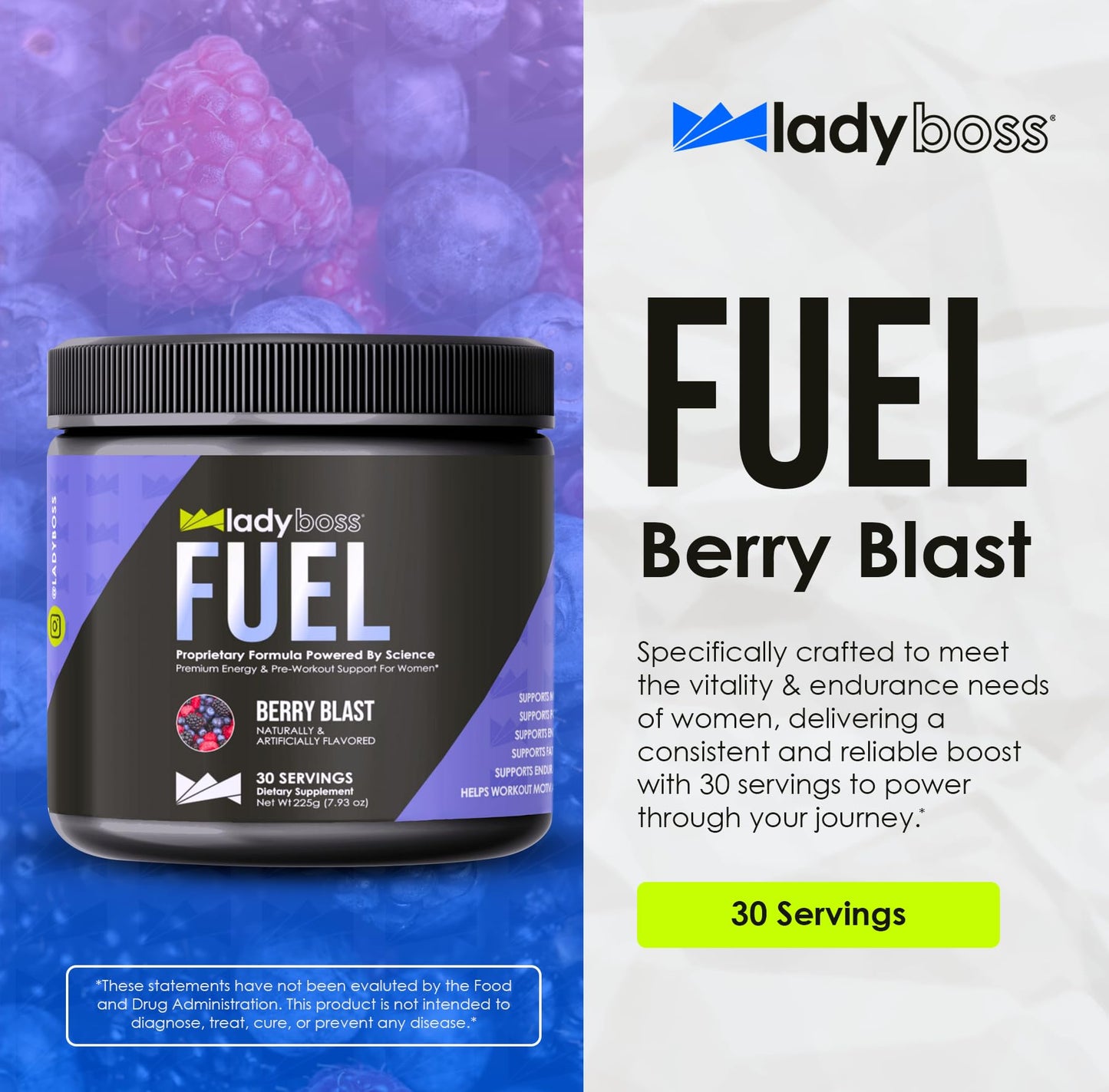 LadyBoss FUEL Berry Blast Drink for Women Powder 7.9366