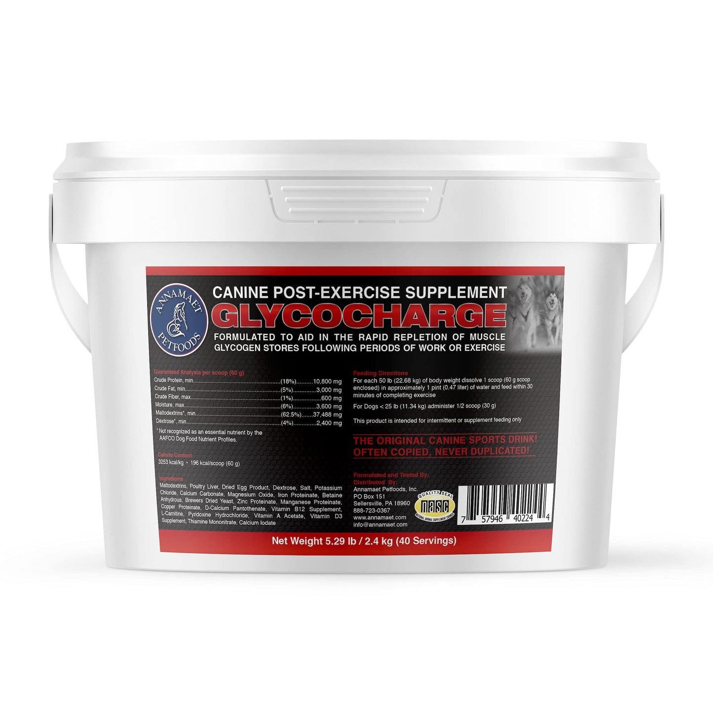 Annamaet Glycocharge Post-Exercise Canine Athletes and Working Dogs Supplement Powder 5.3 lb