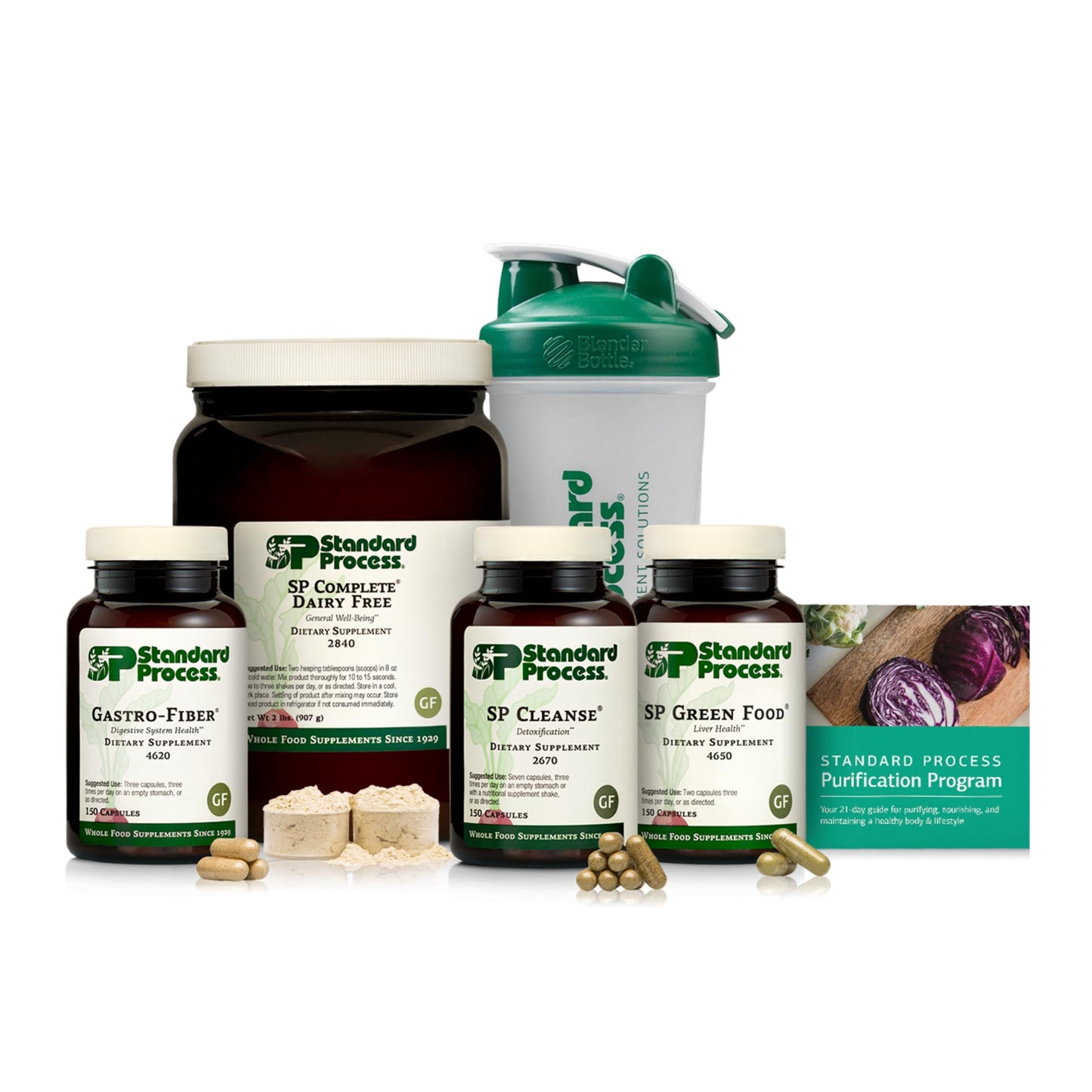 Standard Process Inc. Purification Product Kit with SP Complete Dairy Free and Gastro Fiber Capsules, 1 Kit