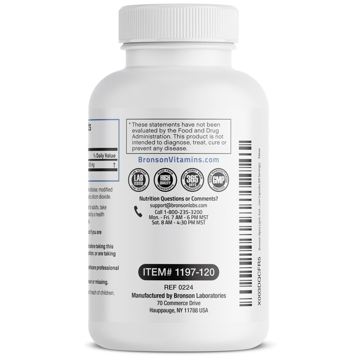 Bronson Alpha Lipoic Acid 600 mg Glucose Metabolism Support Capsules 120