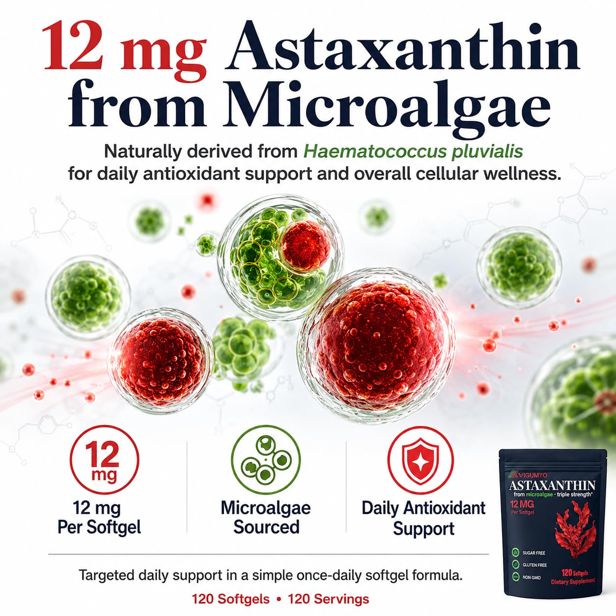VIGUMYO Astaxanthin Supplement Capsules 120 Capsules