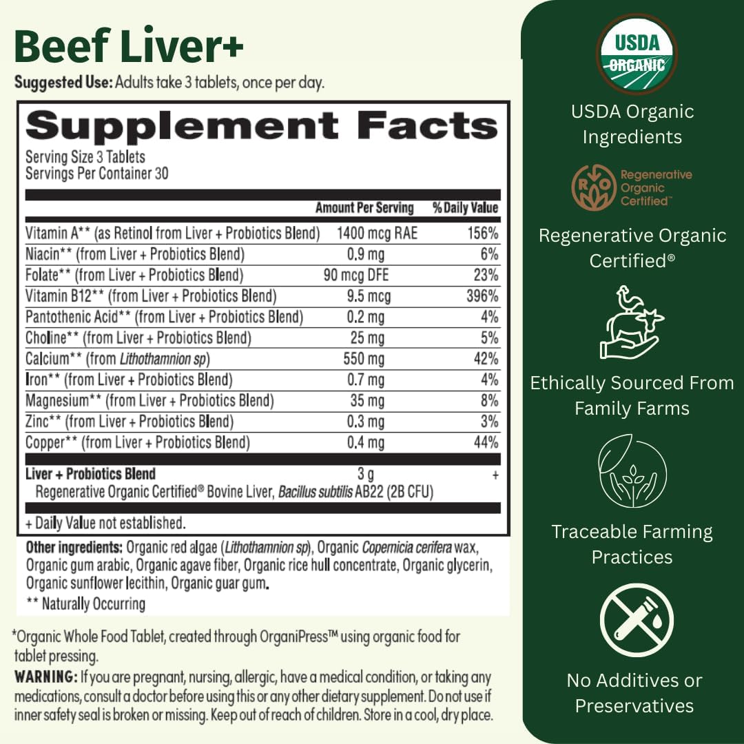EarthFirst Organic Beef Liver+ Capsules 90 Count