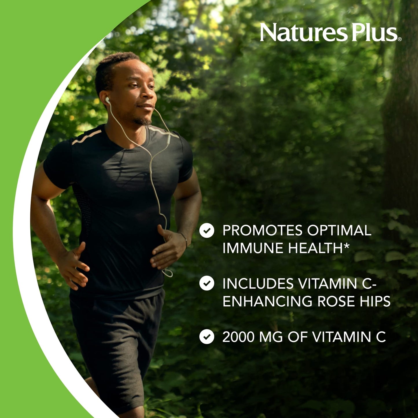 NaturesPlus Ultra-C 2000 mg Vitamin C with Rose Hips Tablets, 90 Count