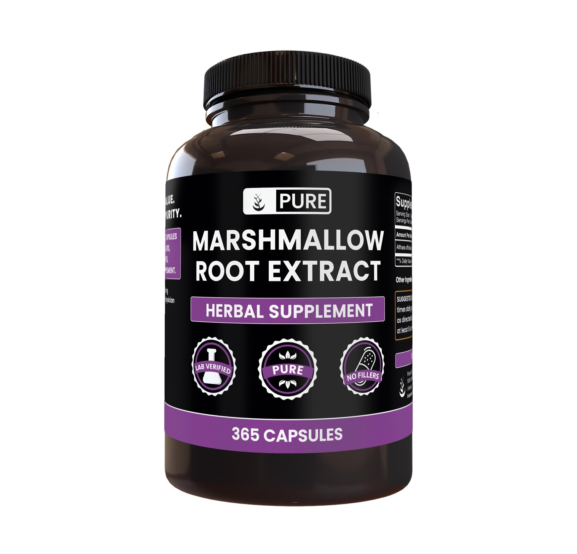 Pure Original Ingredients Marshmallow Root Capsules, 365 Capsules