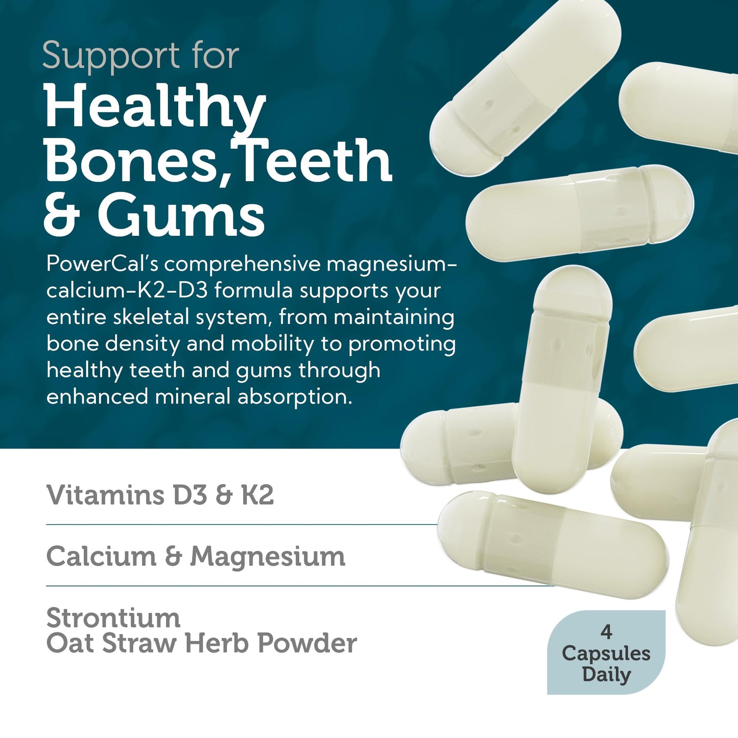 Zahler PowerCal Calcium with Vitamin D3, K2 & Magnesium Capsules 120 Count