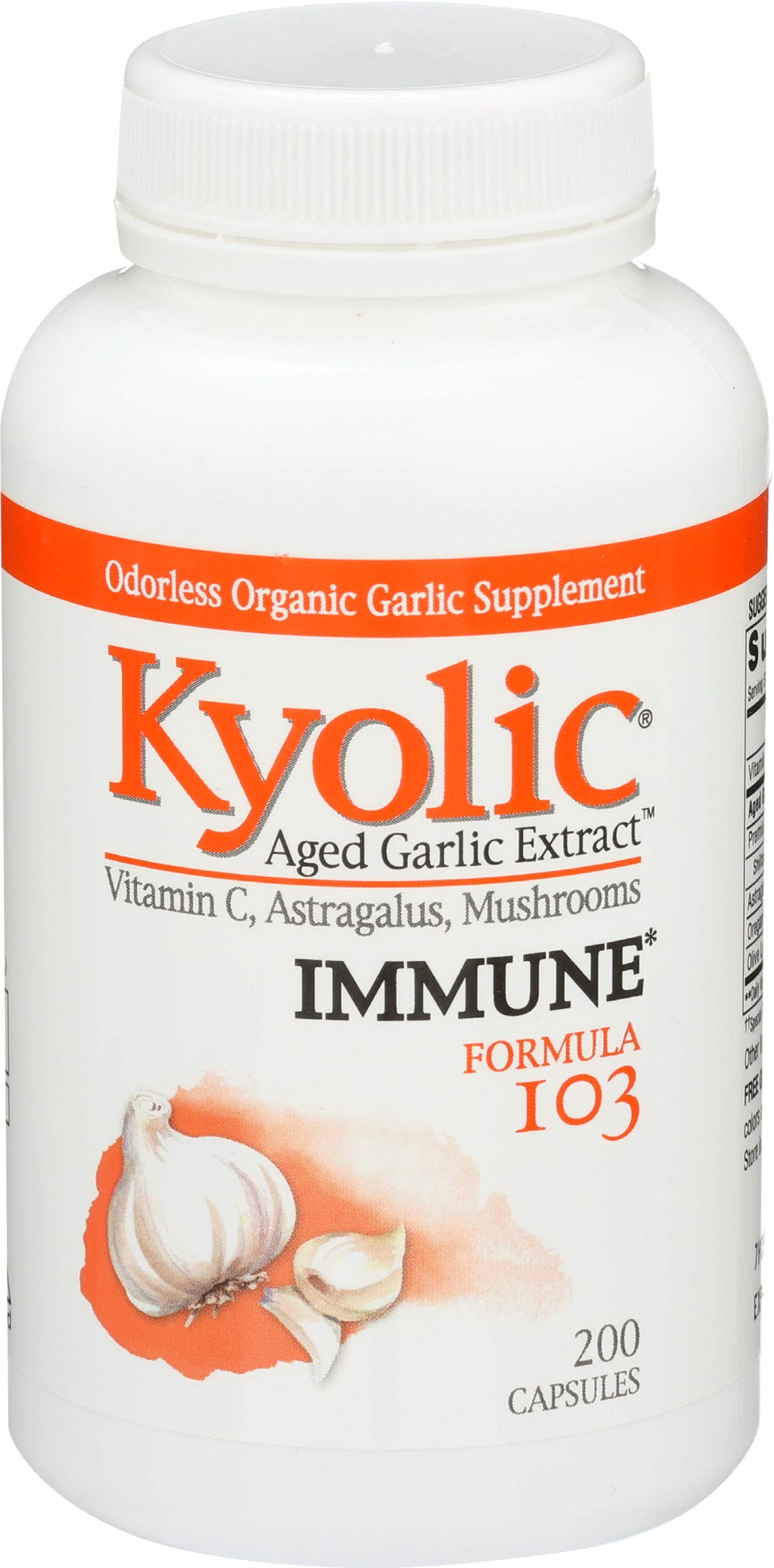 Kyolic Garlic with Calcium and Vitamins Capsules, 200 Count